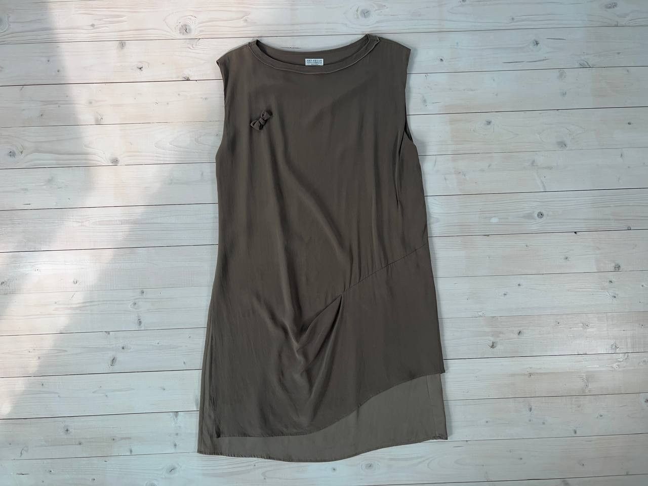 image of Brunello Cucinelli Silk Brown Light Midi Dress, Women's (Size Medium)