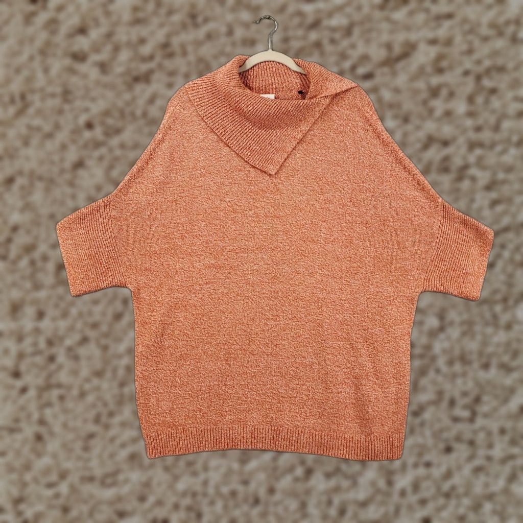 Vintage Cabi Oversized Sweater Medium Orange Knit Cowl Neck Shawl Asymmetric Speckled Womens Size M / US 6-8 / IT 42-44 - 1 Thumbnail