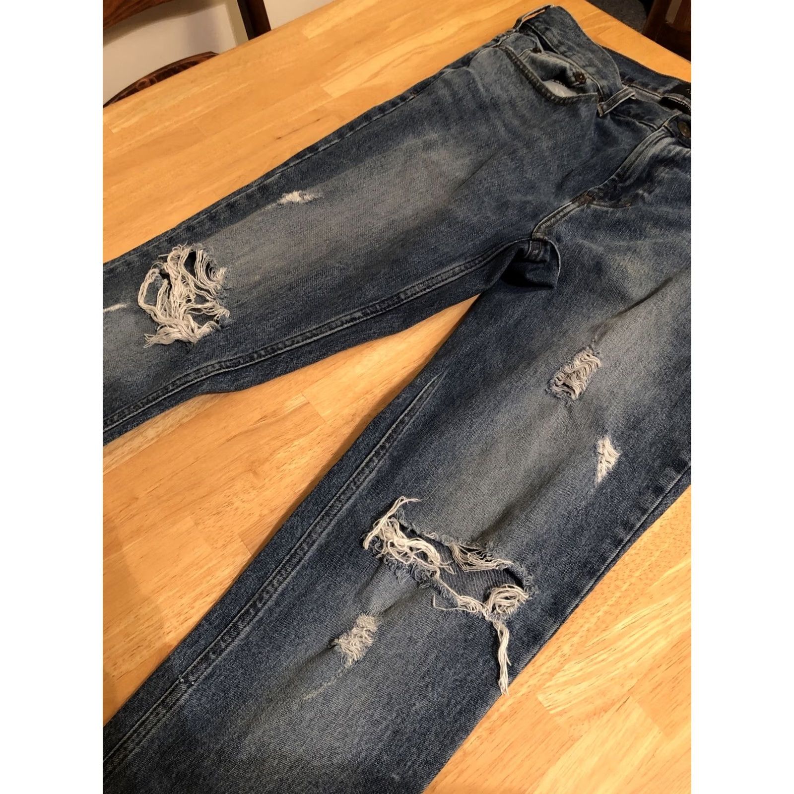 Pacsun Pacsun Men Skinny Jeans 34x32 Distressed 5-Pocket Stretch Medium Wash Blue 90s Theme Mens Size US 34 / EU 50 - 5 Thumbnail