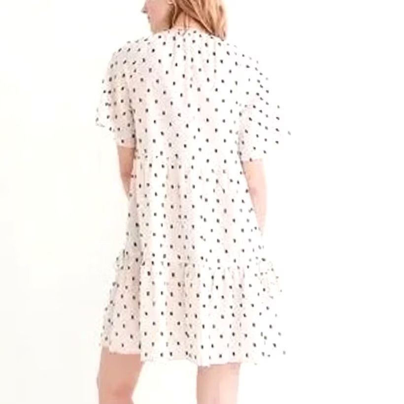Madewell VINTAGE Madewell Lorelei Linen Blend Mini Dress Tiered Cream Cotton Clip Dot M Dress Women Knit Silk? Size M / US 6-8 / IT 42-44 - 5 Thumbnail
