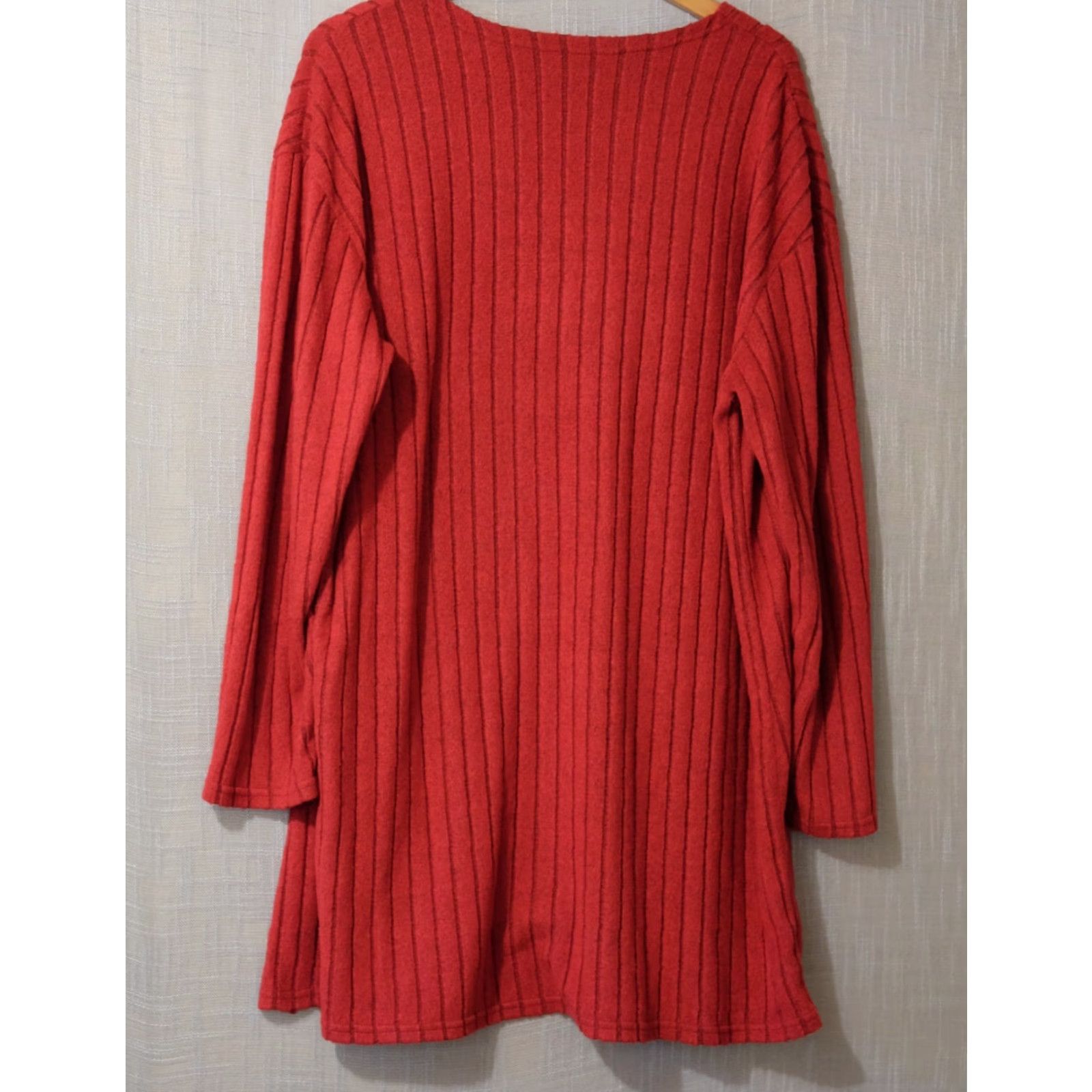 Shein EUC Shein Red Longsleeve Open Front Cardigan Sweater Soft Women's XL #H78-26 Size XL / US 12-14 / IT 48-50 - 6 Thumbnail
