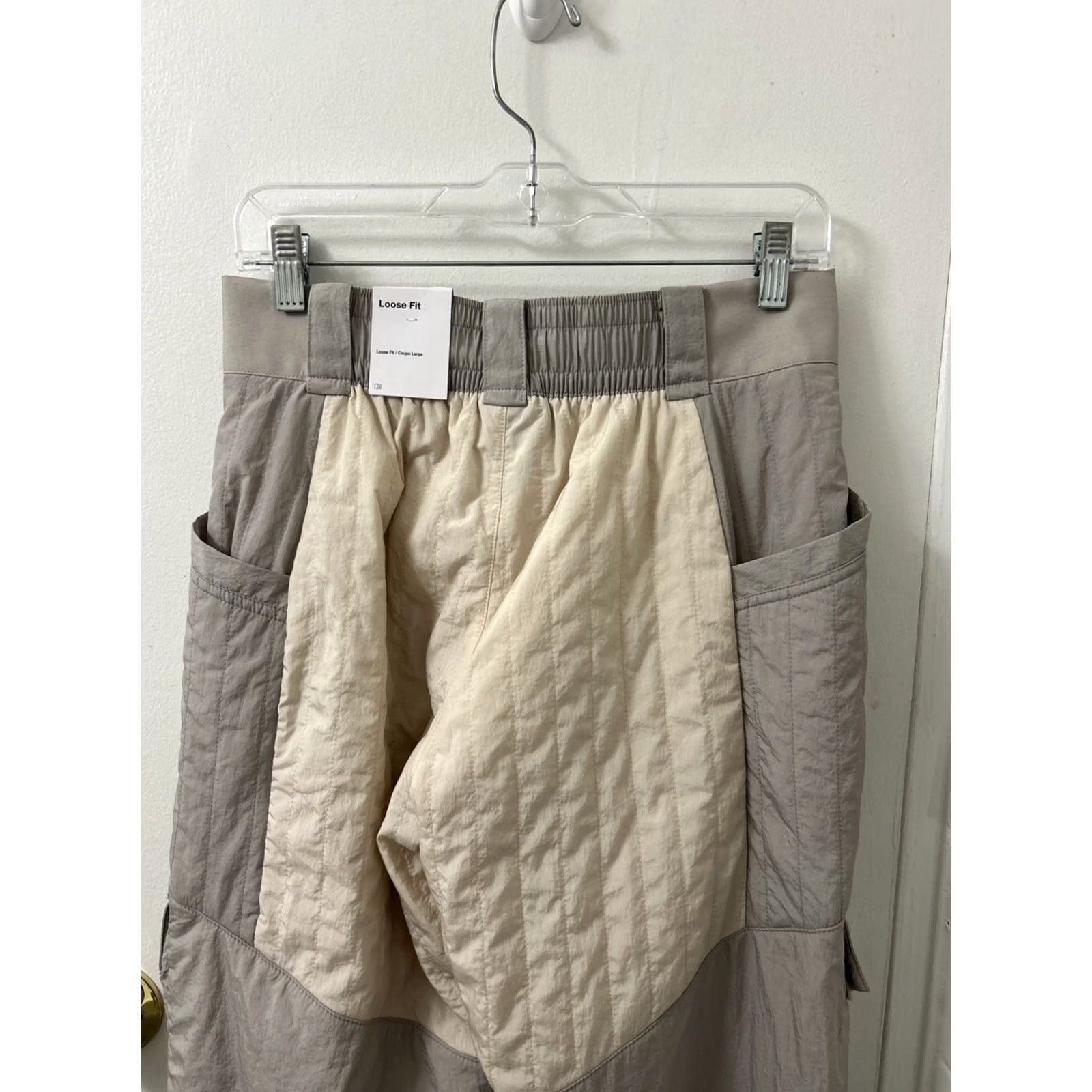 Jordan Brand VINTAGE Jordan Pants Womens L Beige Gray Quilted Active Cargo Pockets YKK DJ2731 140 Size 36" / US 14 / IT 50 - 7 Thumbnail