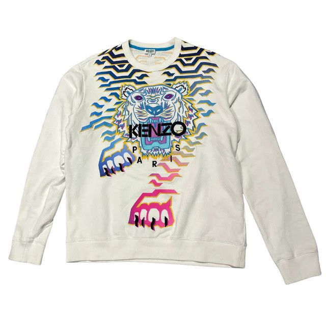 Kenzo Kenzo Geo Tiger Crewneck White Size US M / EU 48-50 / 2 - 1 Thumbnail