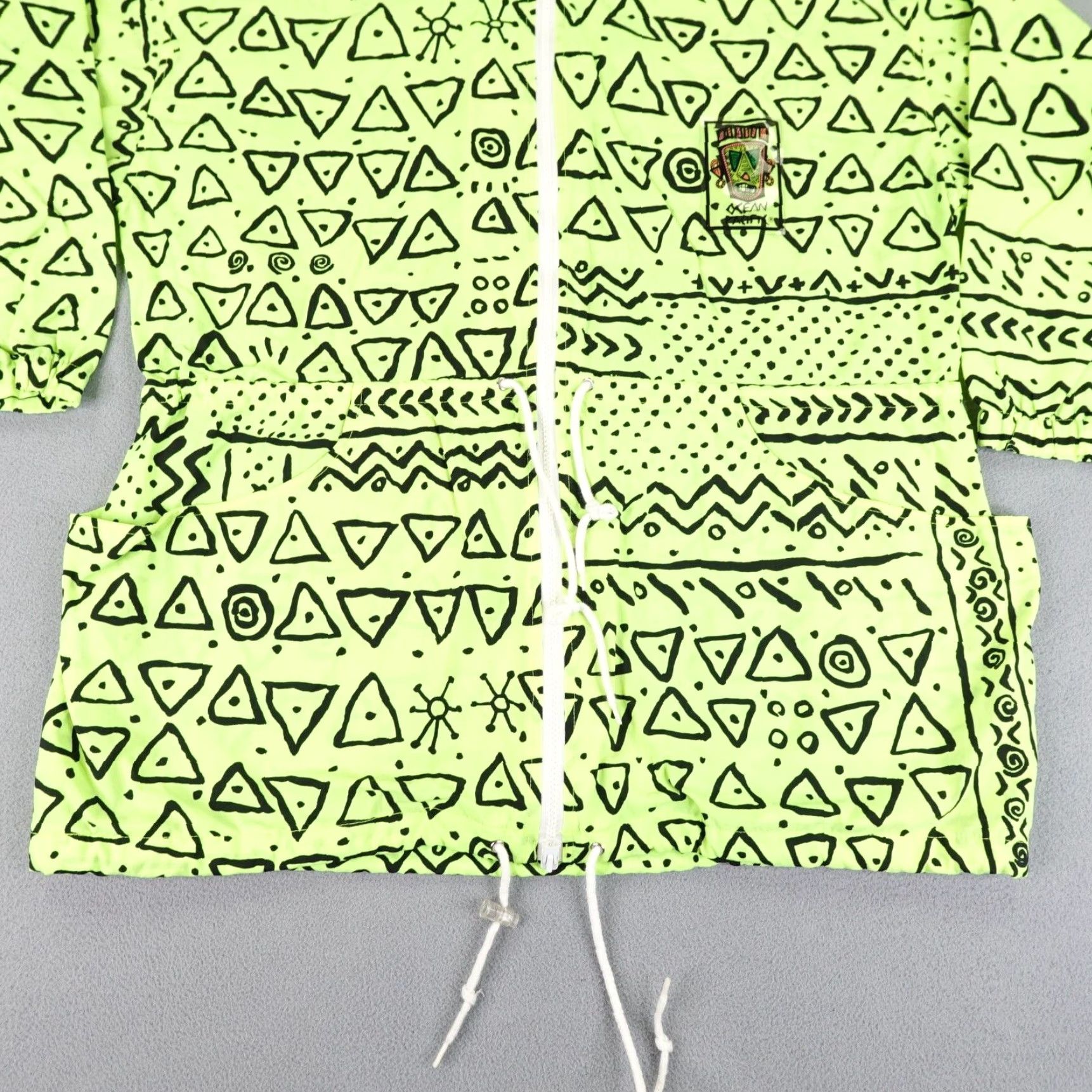 Ocean Pacific VINTAGE Ocean Pacific Jacket Windbreaker 90s Geometric Tiki Zip Up XL Green Mens Jacket Size US XL / EU 56 / 4 - 4 Thumbnail