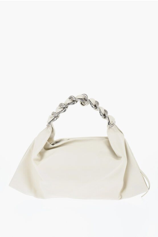 Burberry Leather Shoulder Bag With Chain in White, Women's