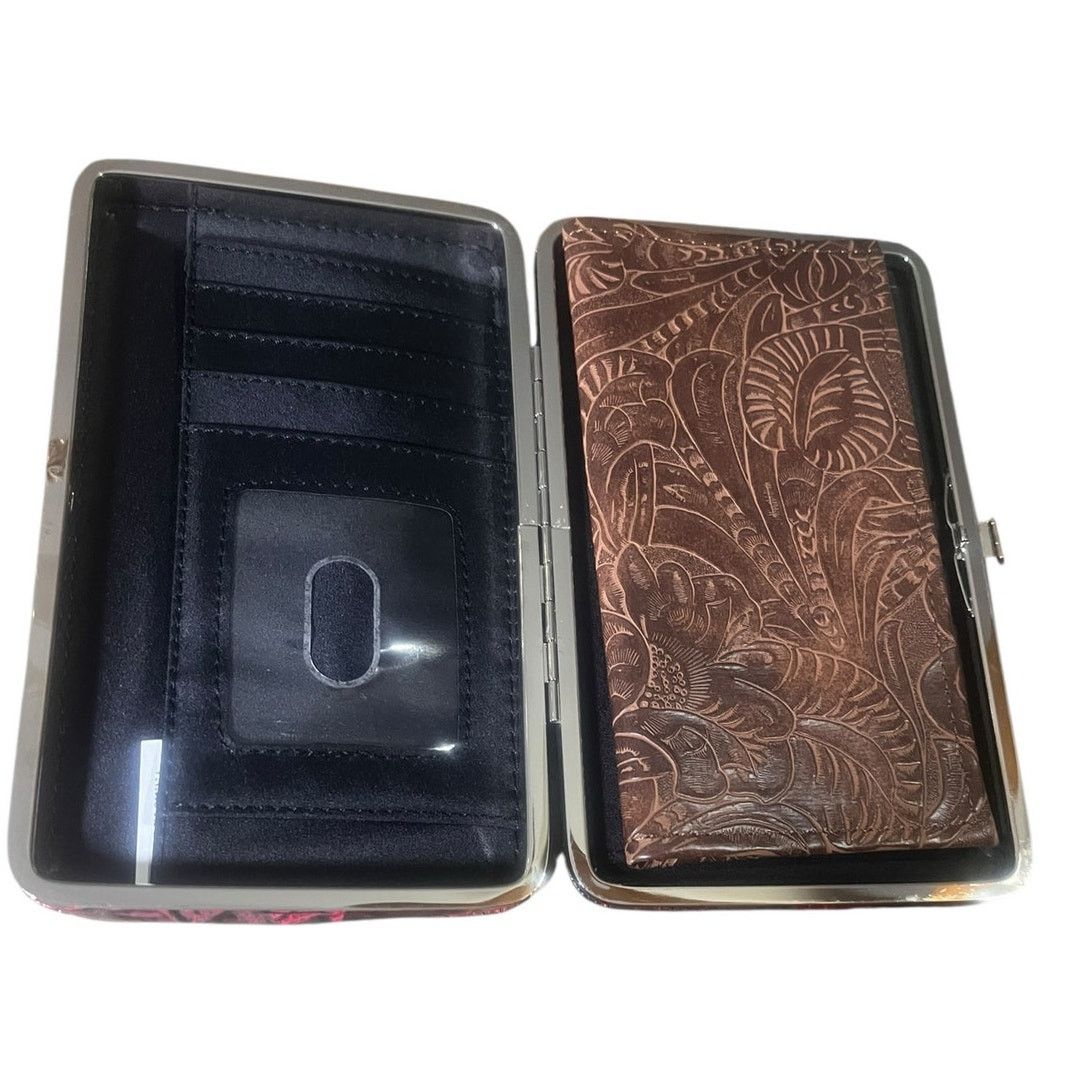 Other Mountain West Crystal Buckle Tooled Leather Wallet Clutch Size ONE SIZE - 5 Thumbnail