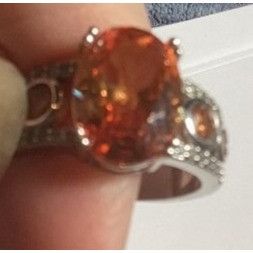 Other Ring Vintage-Style Oval Citrine & Clear Crystal Silver Intri Size ONE SIZE - 4 Thumbnail