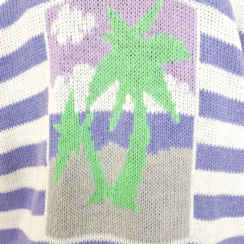 Vintage VINTAGE Liz Sport Sweater Shirt Womens Small White Striped Palm Trees 80s 90s Tropical Pullover Size S / US 4 / IT 40 - 3 Thumbnail