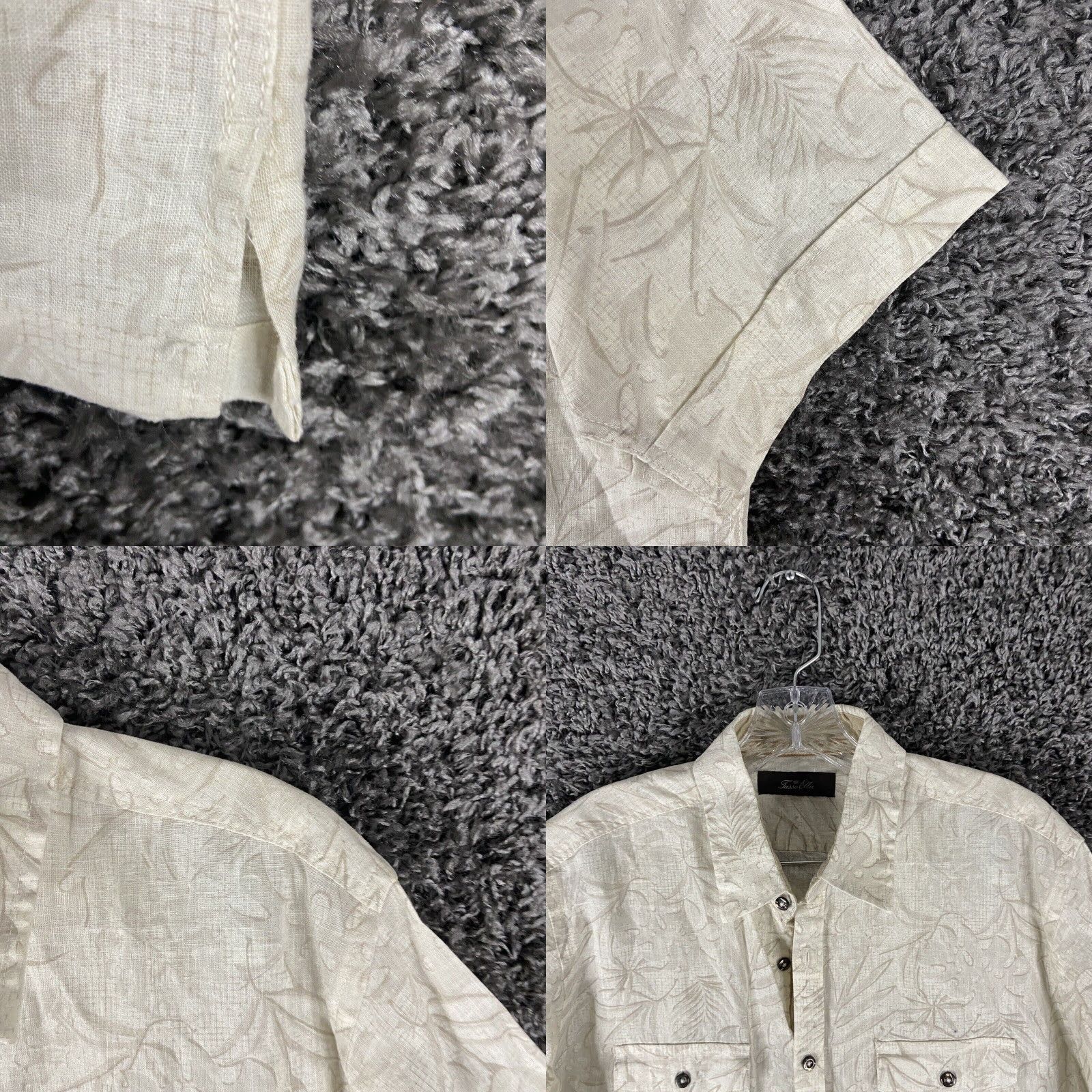 Tasso Elba Tasso Elba Mens White Hawaii Palm Leaf Button Up Short Sleeve Shirt M Size US 31 - 2 Thumbnail
