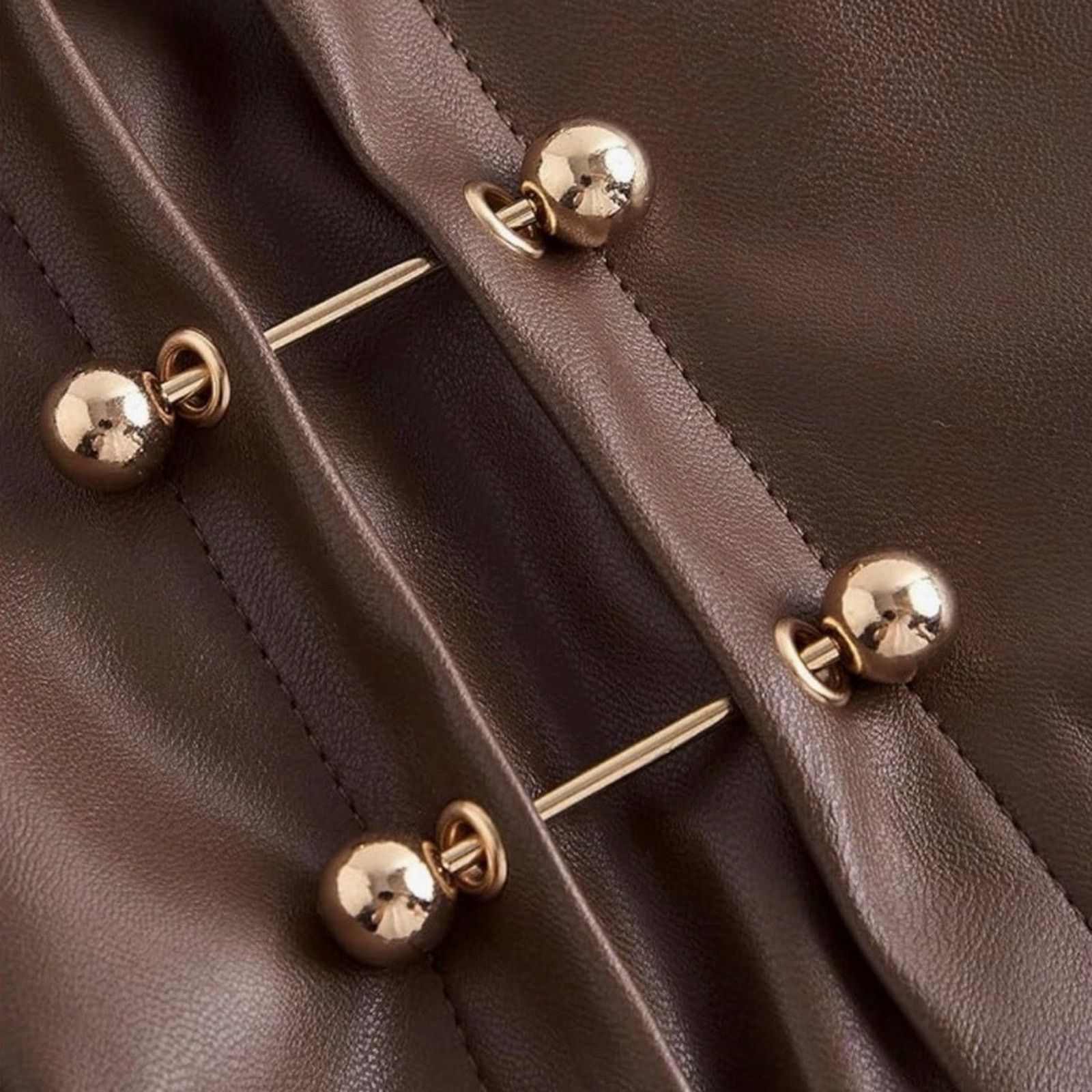 Other New Y2K Brown Faux Leather Mini Skirt size S Size 27" / US 4 / IT 40 - 10 Thumbnail