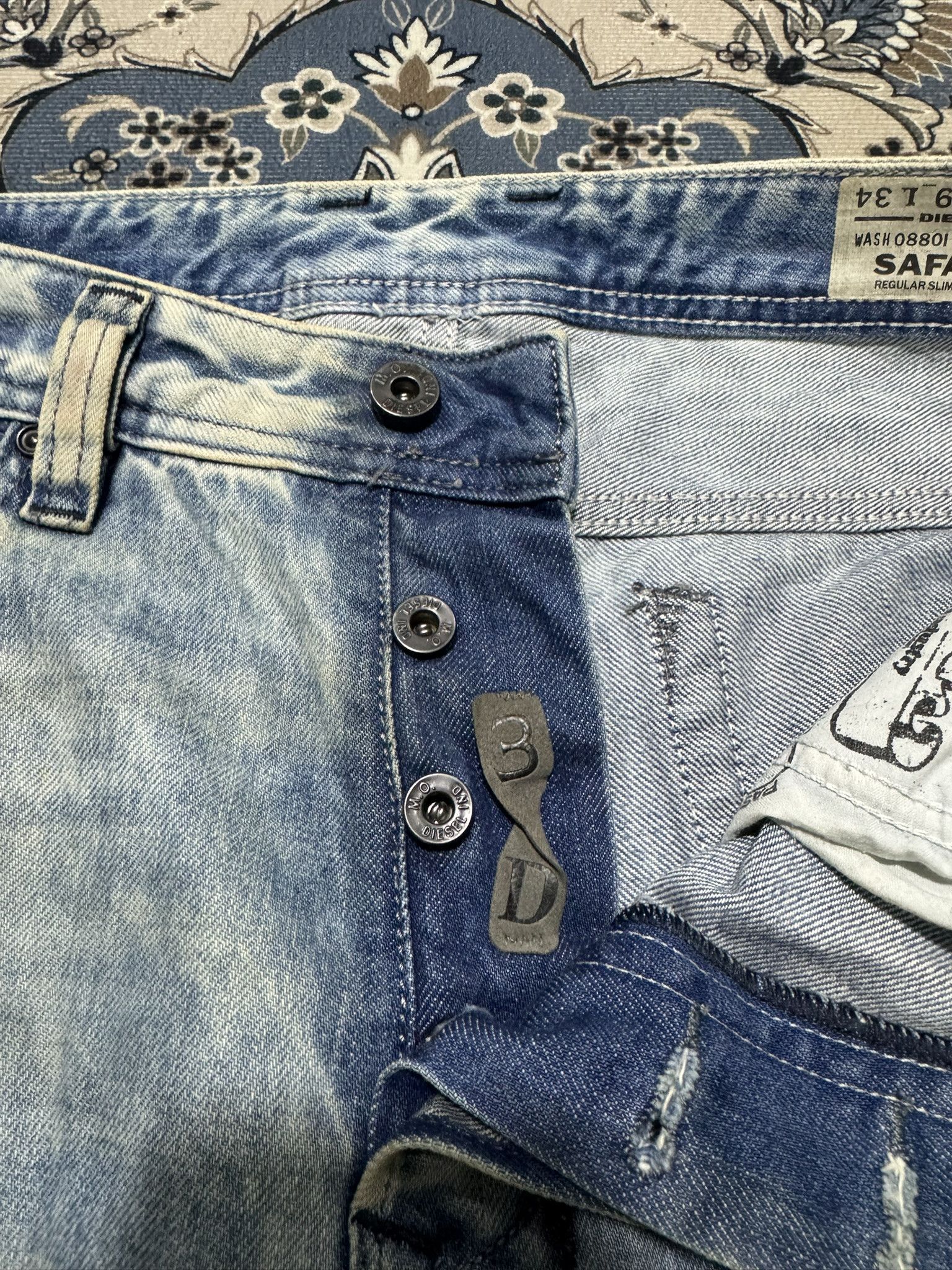 Diesel × Rusty Diesel Safado Rusty Acid Wash Denim Jeans Buttonfly Size US 29 - 9 Thumbnail