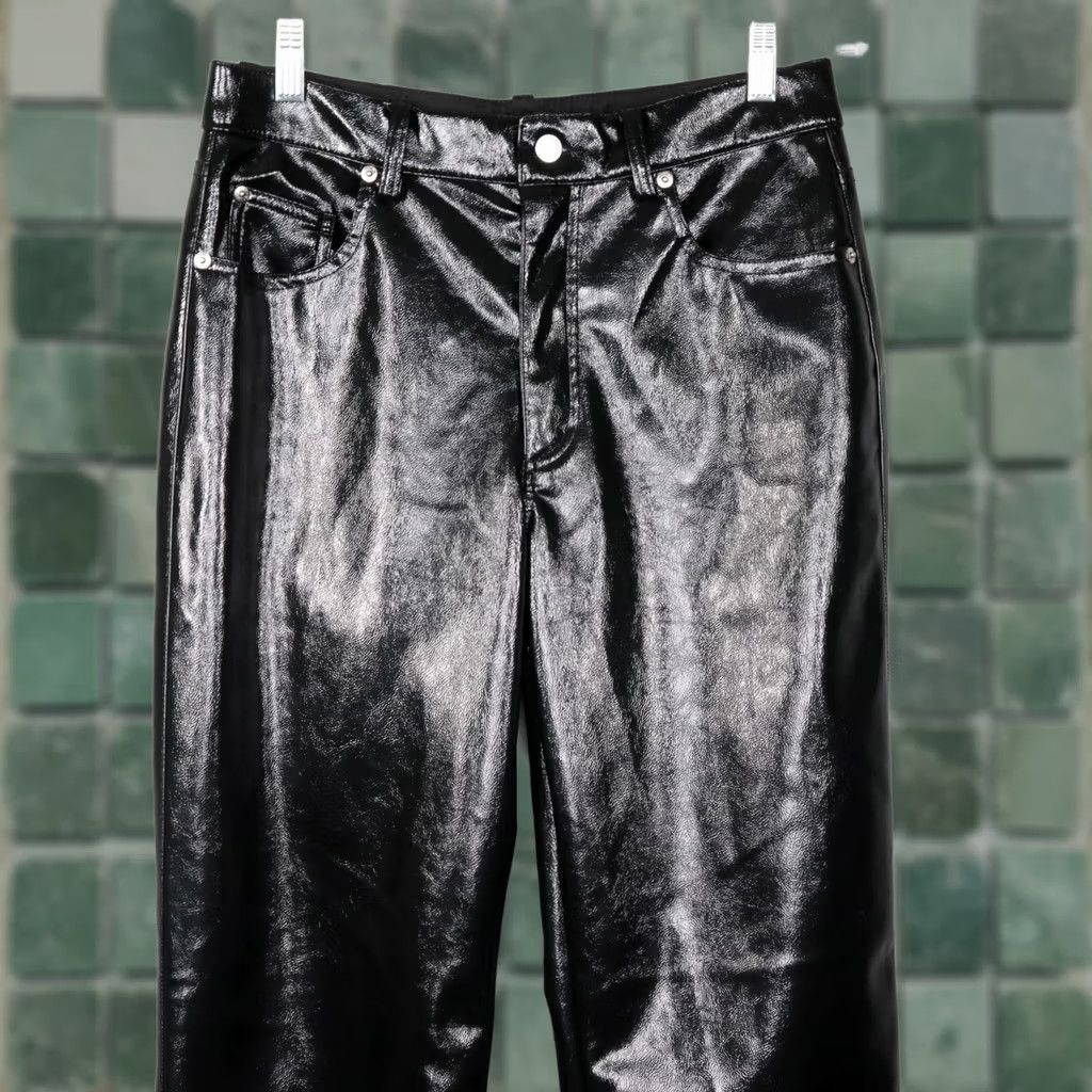 H&M H&M Pants Womens Size 10 Black Vegan Leather Straight Leg High Waist 30" Inseam Womens Size 32" / US 10 / IT 46 - 1 Thumbnail