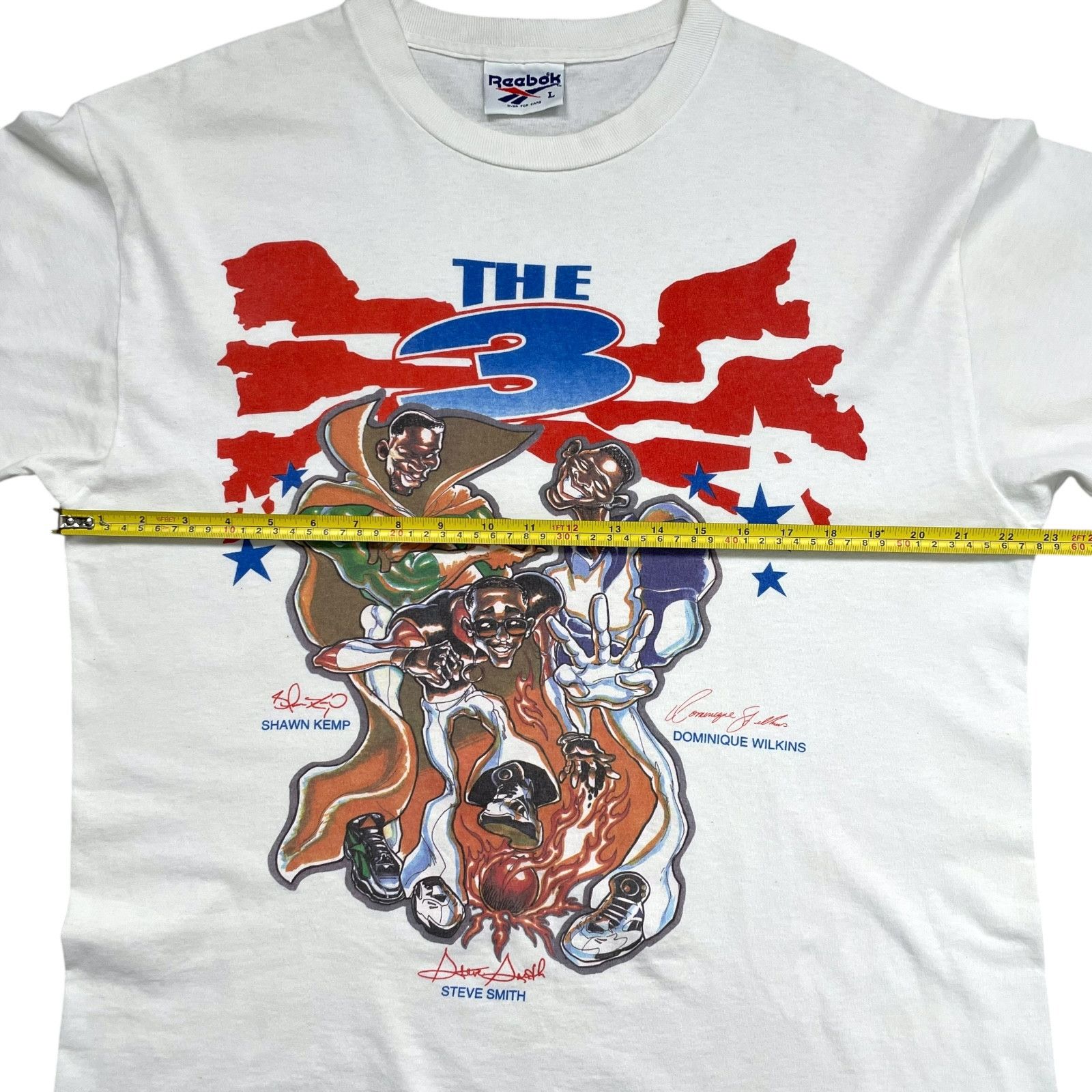 NBA RARE 90s THE 3 SHAWN KEMP WILKINS SMITH SUPERHERO T-SHIRT Size US L / EU 52-54 / 3 - 7 Thumbnail
