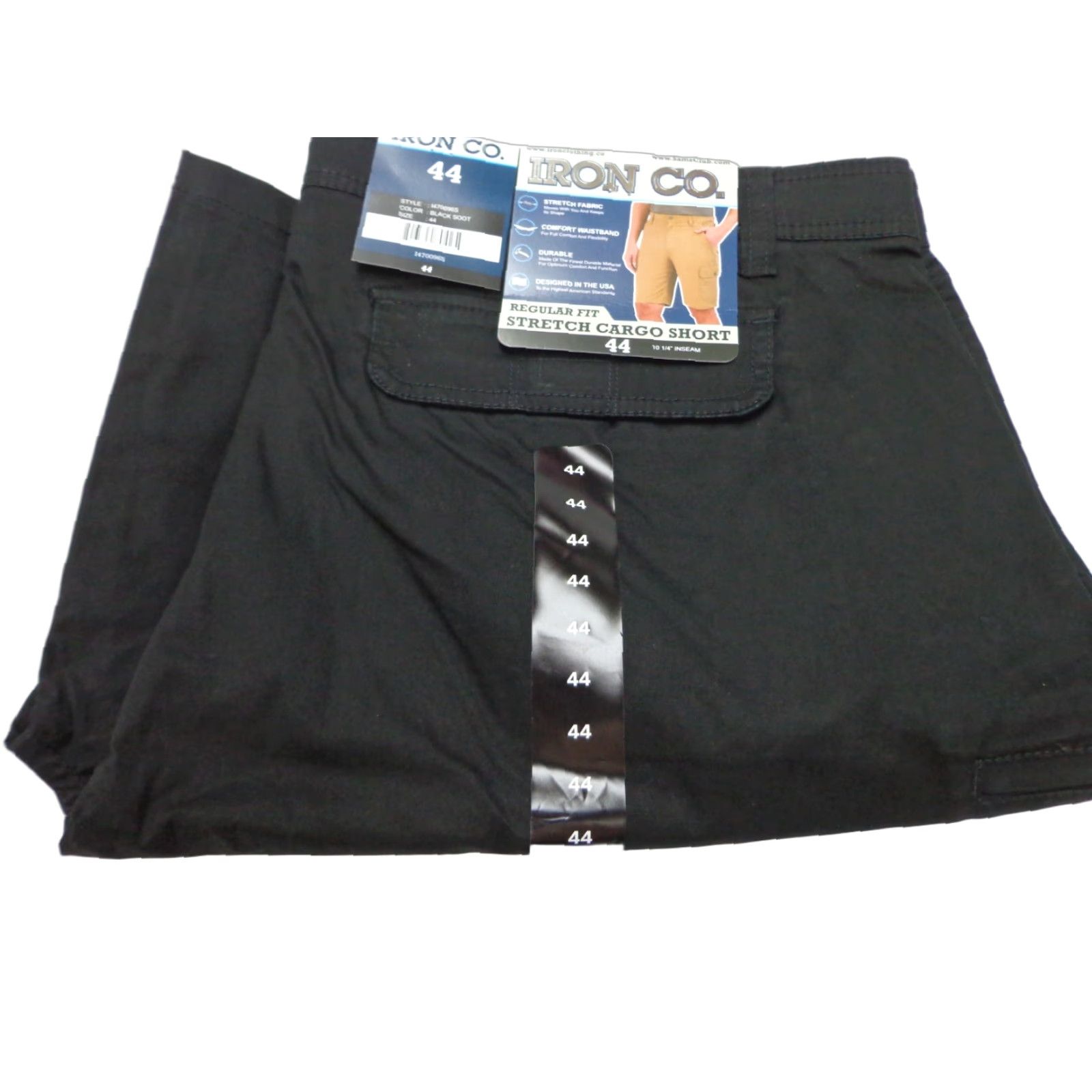 CO Iron Co Cargo Shorts Regular Fit Cotton Blend Black Soot Size 44 Mens Stretch Casual Workwear, Travel, Machine Washable Size US 44 / EU 60 - 1 Thumbnail