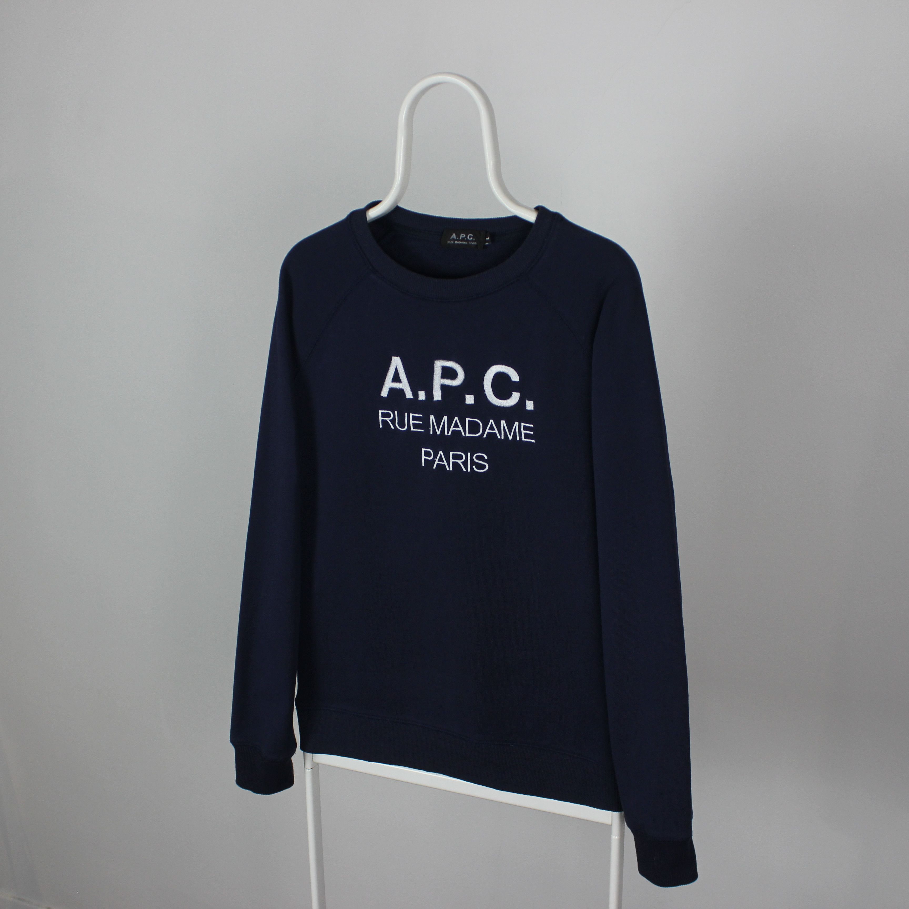 A.P.C. A.P.C Sweatshirt men cotton centr logo M L navy blue Size US L / EU 52-54 / 3 - 2 Thumbnail