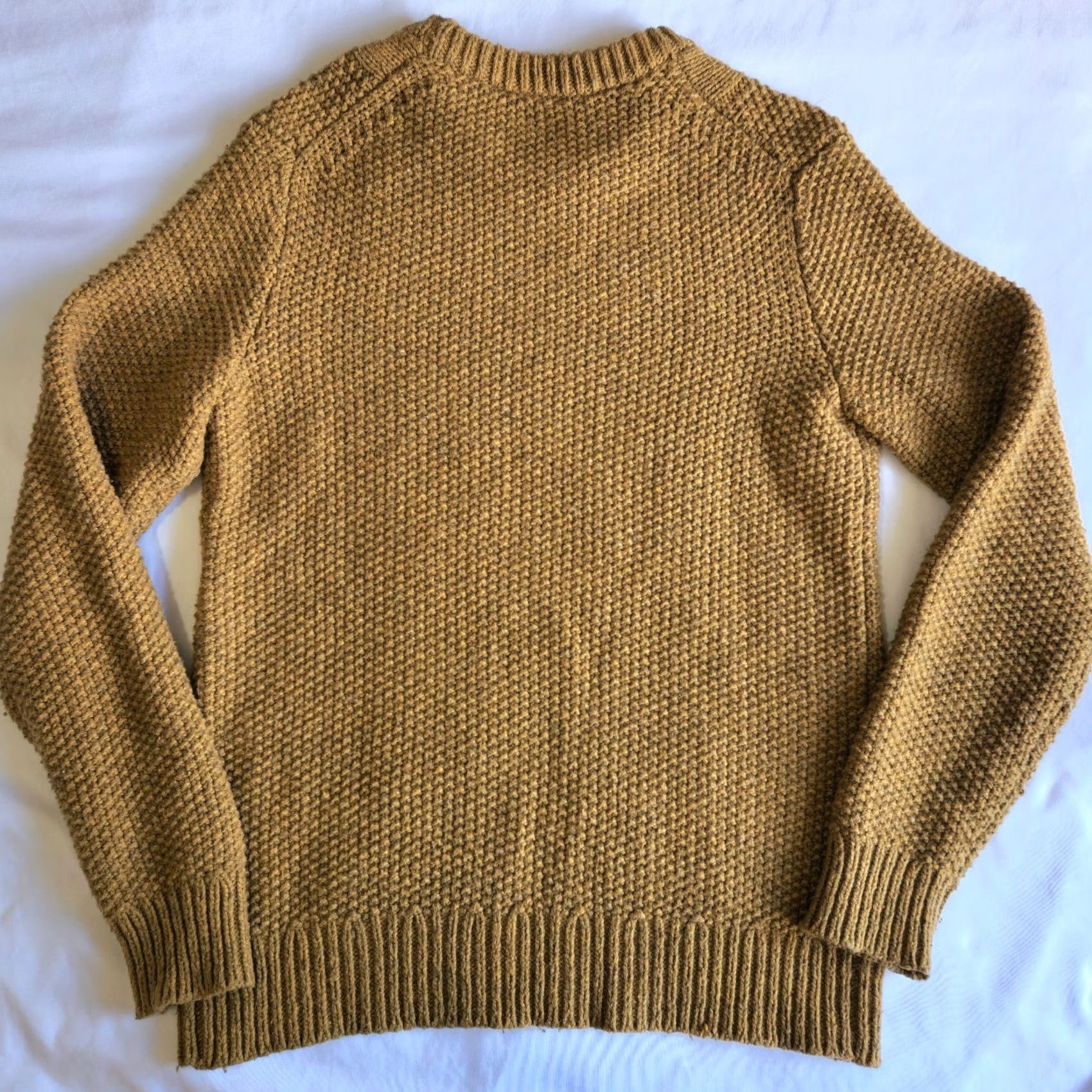 Gap GAP Crew Neck Sweater Men's Size Small Mustard Lambswool Cable Knit Pullover Size US S / EU 44-46 / 1 - 4 Thumbnail