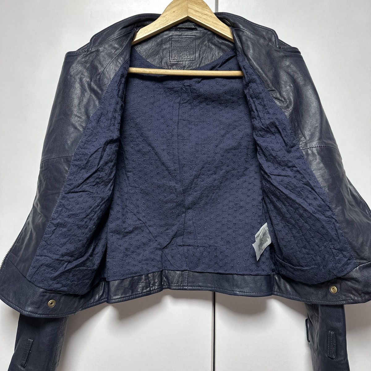 Other Kookai Paris Genuine Leather Biker Jacket Navy Blue Y2K Size S / US 4 / IT 40 - 6 Thumbnail