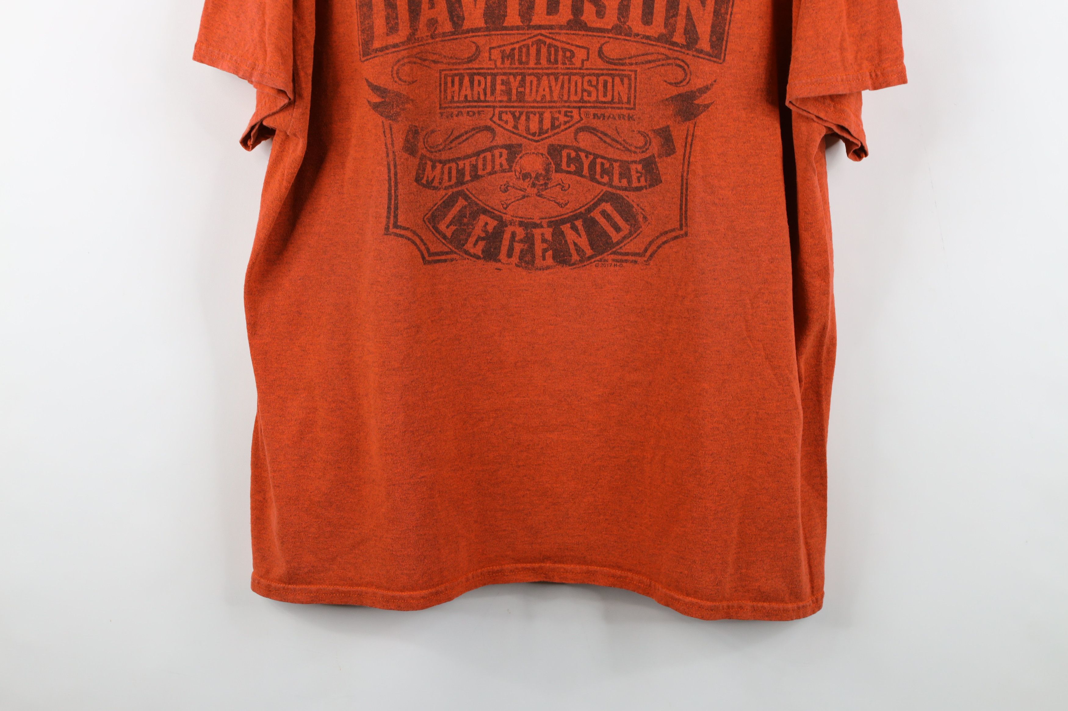 Harley Davidson Vintage Y2K Harley Davidson Spell Out Skull T-Shirt Orange Size US XXL / EU 58 / 5 - 3 Thumbnail