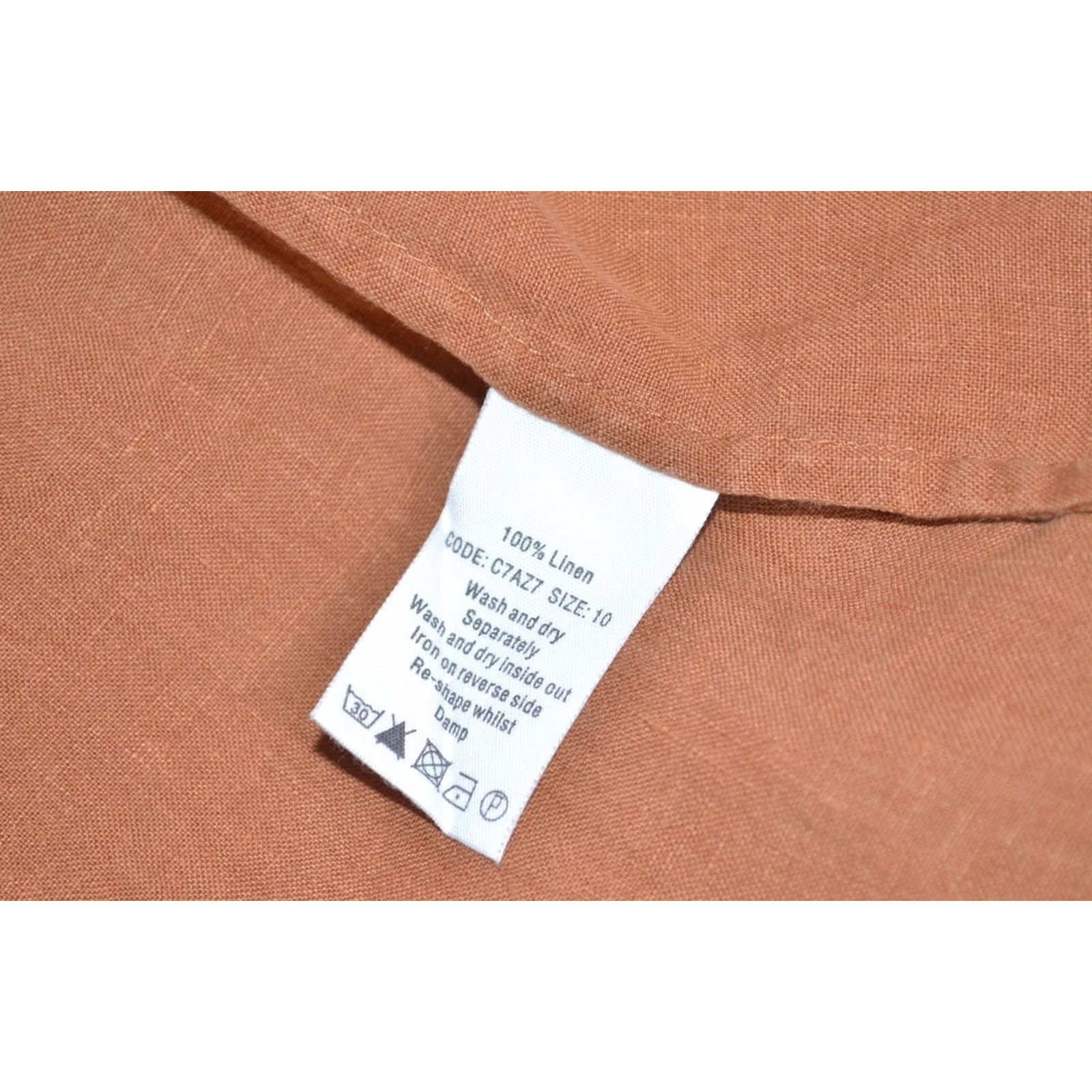 Vintage TOAST Shirt Dress 100% Linen Rust Brown Button Front Womens Size 10 Size L / US 10 / IT 46 - 6 Thumbnail