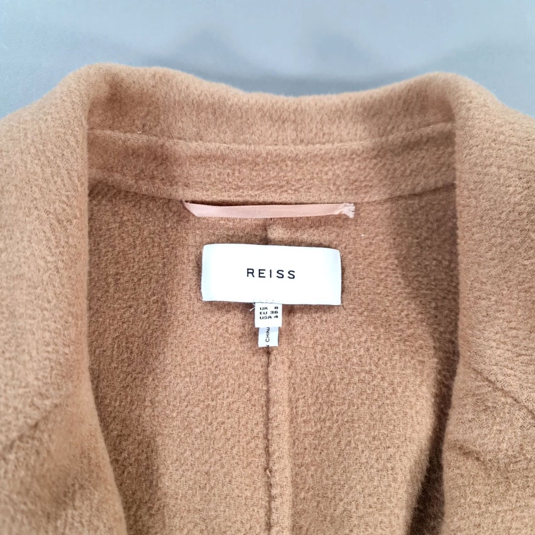 Reiss VINTAGE Reiss Coat Beige 8 UK Long Wool Blend Belted Pockets Women Size M / US 6-8 / IT 42-44 - 7 Thumbnail