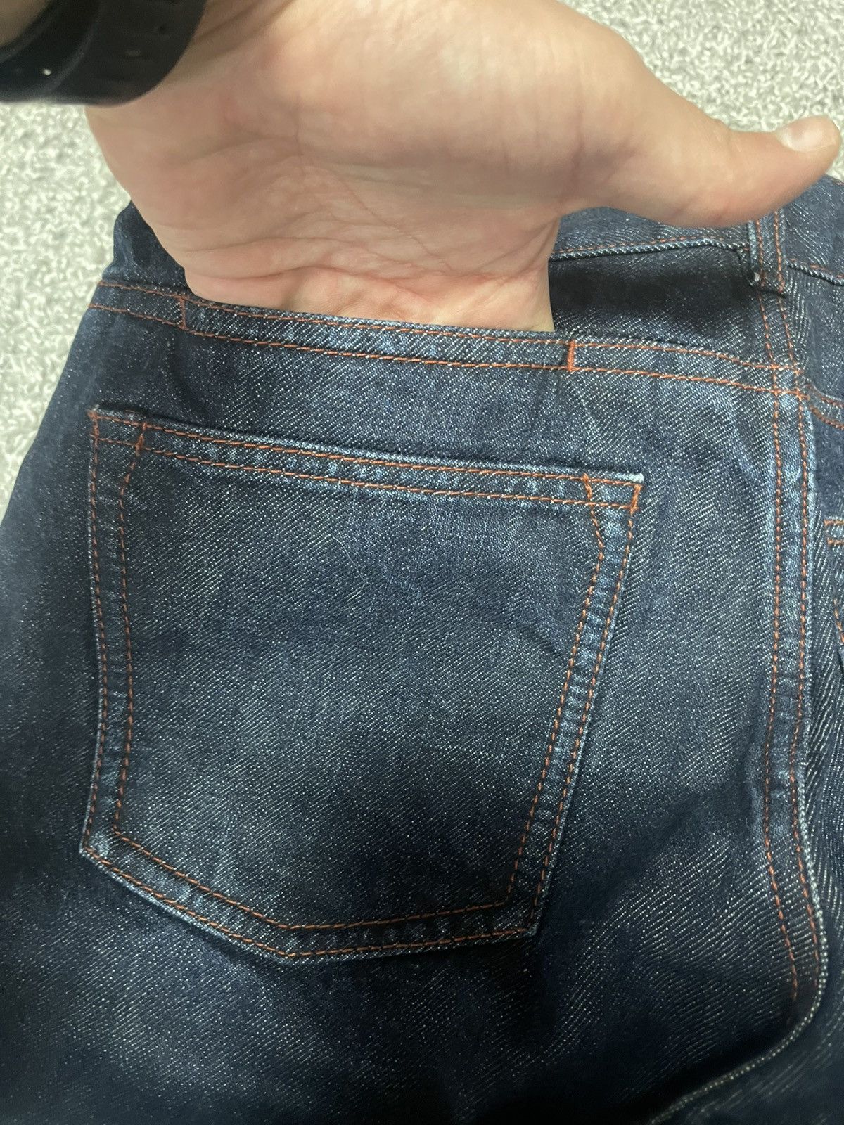 Yves Saint Laurent YSL Dark Indigo Denim Red Stitch Jeans 44 Size 40" / US 18 - 5 Thumbnail