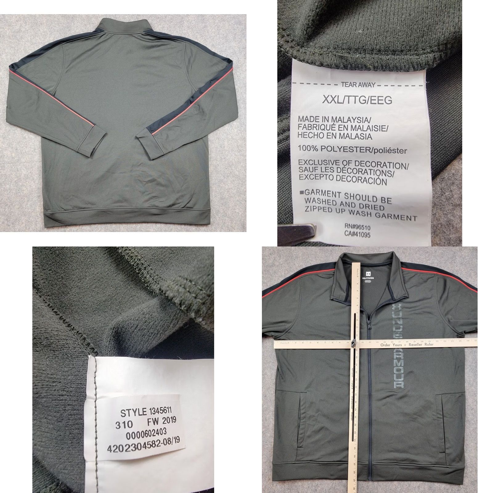 Under Armour Under Armour Jacket Mens 2XL Green Full Zip Unstoppable Essential Track Jacket Size US XXL / EU 58 / 5 - 8 Thumbnail