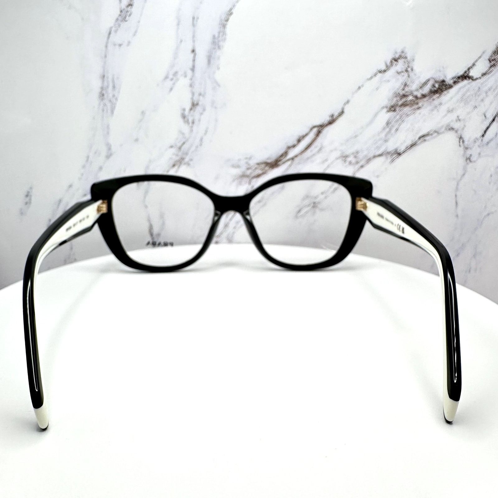 Prada New PRADA Eyeglasses Cat Eye Black White Gold 53-17-140 Size ONE SIZE - 20 Thumbnail