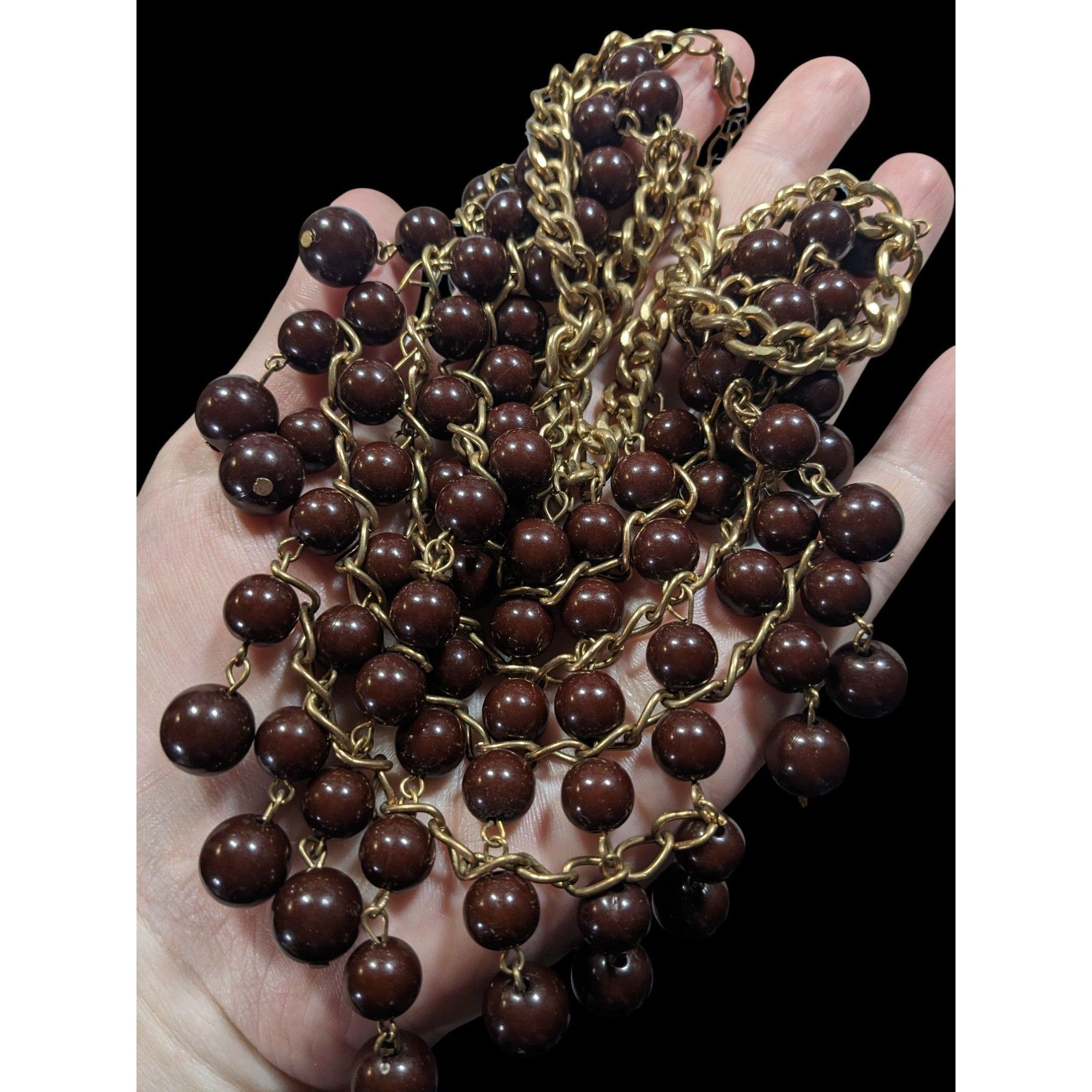 Other Elegant Bohemian Brown And Gold Tone Beaded Bib Necklace Size ONE SIZE - 3 Thumbnail