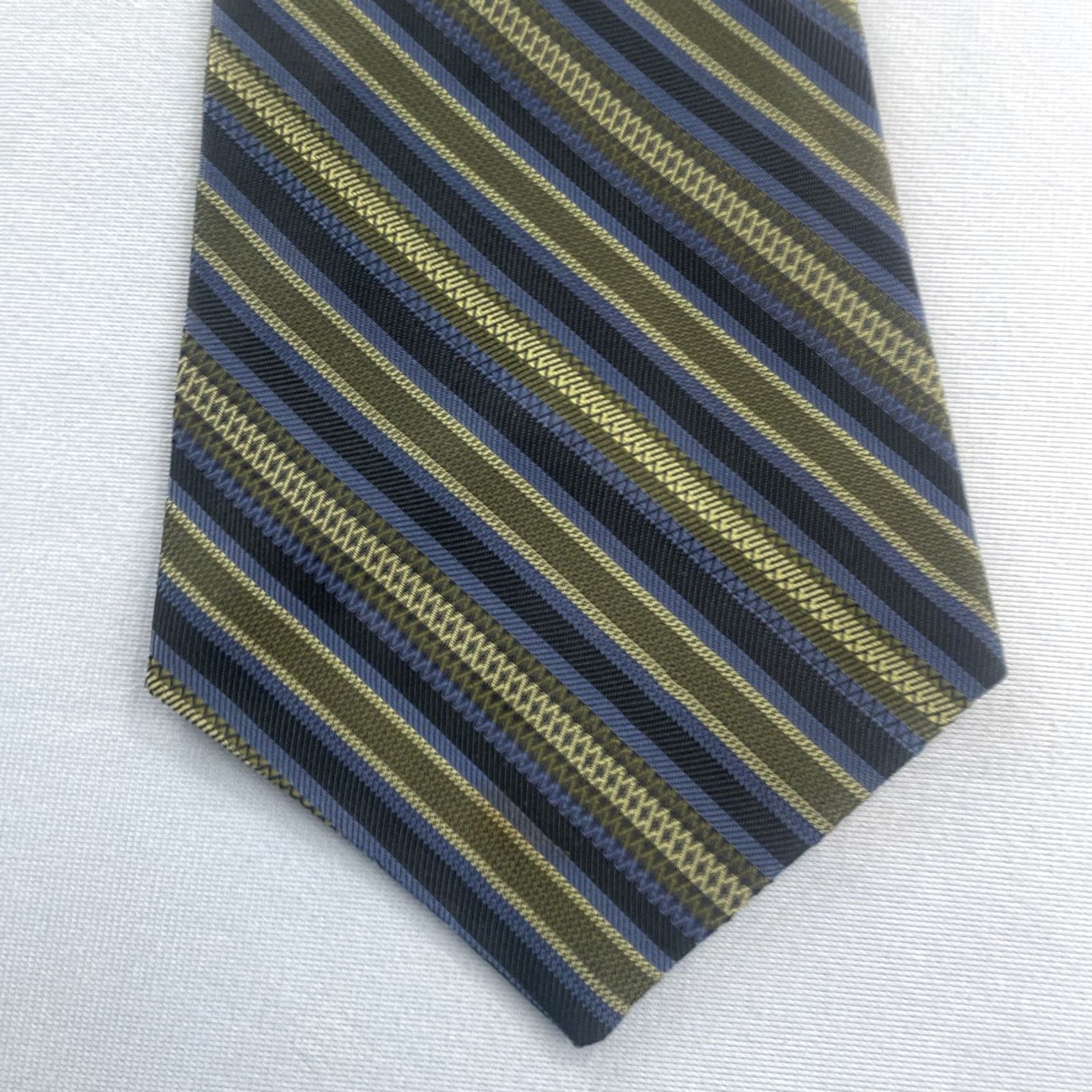 Vintage vtg 70s ExtraWide Necktie 5" Repp Kipper Tie Specially Handmade by Doris 5.25x60 green blue gray Men Tie Vintage 70s Extras Wide Slim 60" Cap Vs Size ONE SIZE - 7 Thumbnail