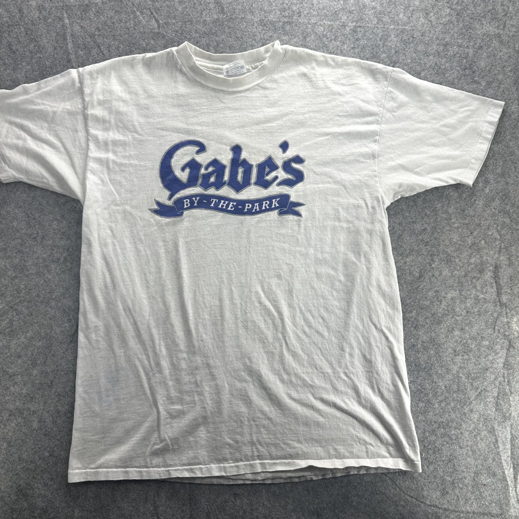Hanes VINTAGE Hanes Beefy-T T-Shirt Mens 2XL White Graphic Print "Gabe's By The Park" 90s Bar Pub Size US XXL / EU 58 / 5 - 2 Thumbnail