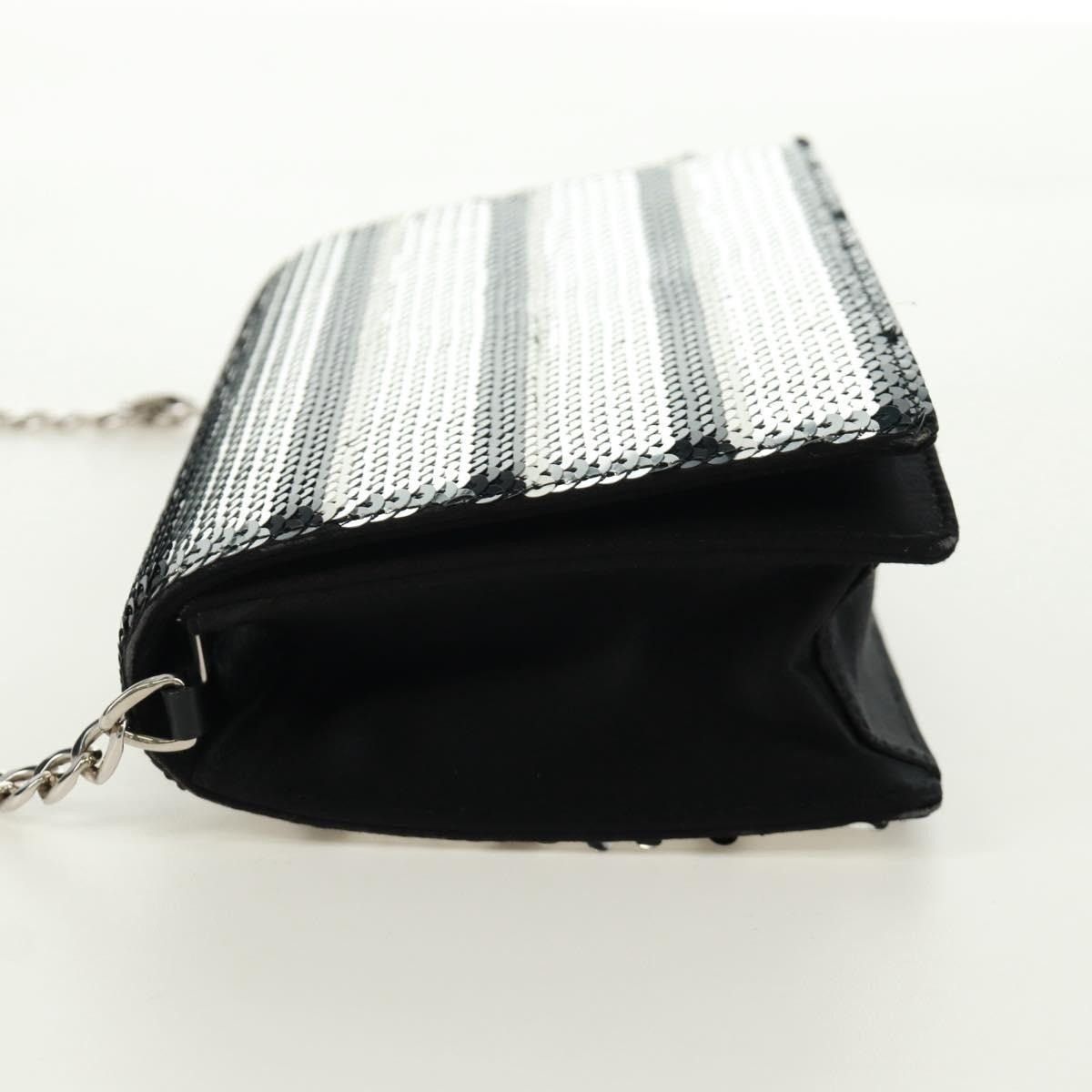 Prada Prada Chain Sequin Shoulder Bag Leather Black Size ONE SIZE - 4 Thumbnail