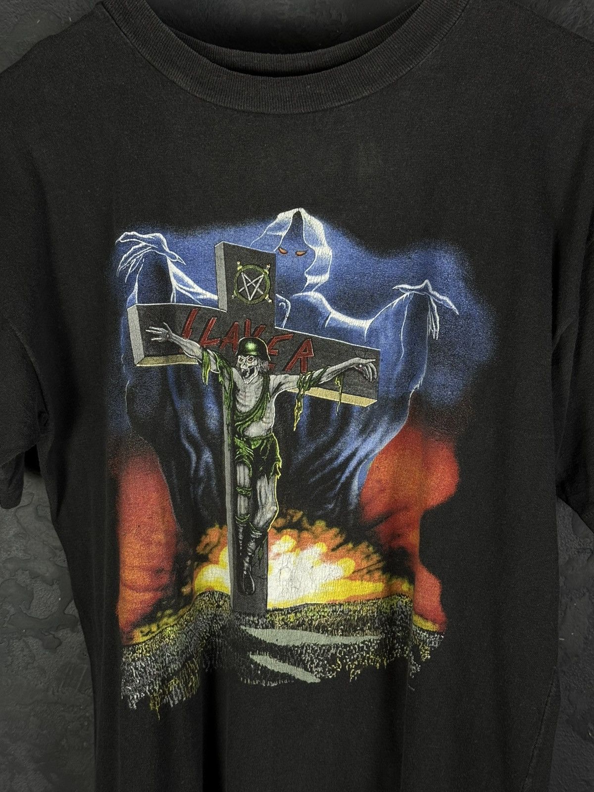Vintage Vintage 1990 Slayer European Campaign Tour T-Shirt Size US M / EU 48-50 / 2 - 2 Thumbnail
