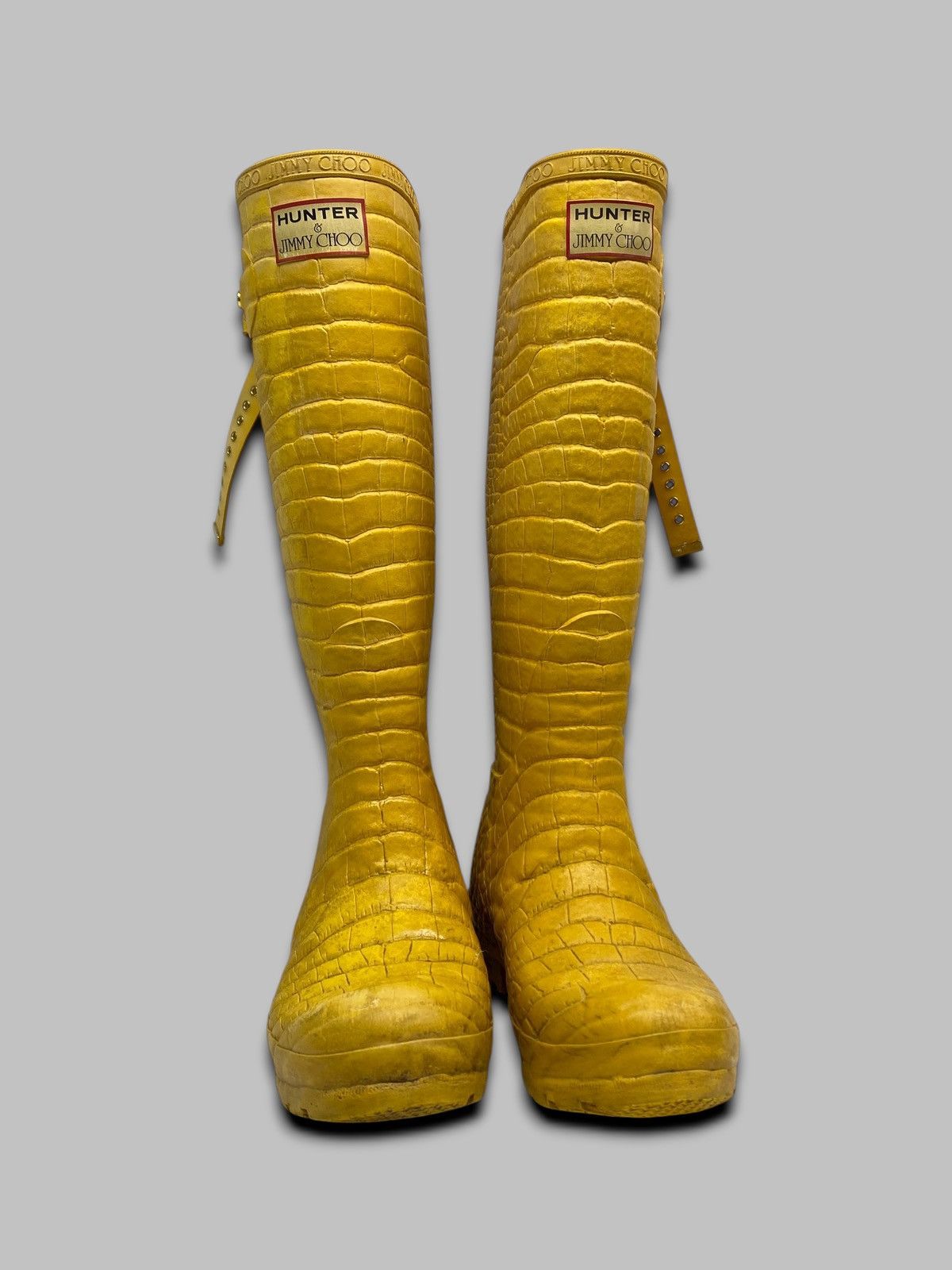 Hunter HUNTER & JIMMY CHOO Special Edition Rain Croc Yellow Boots Size US 4 / IT 34 - 1 Thumbnail