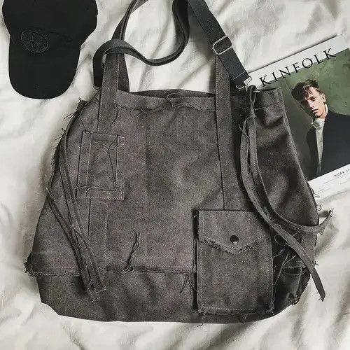 VIBE Vintage Canvas School Big Shopping Bag Handbag Size ONE SIZE - 4 Thumbnail