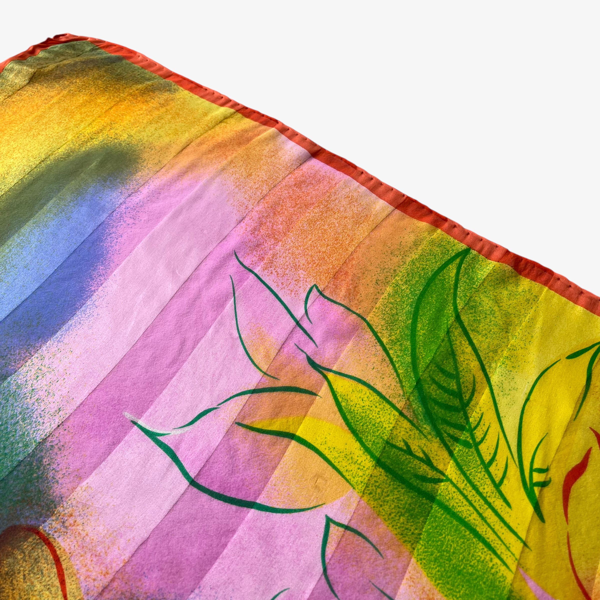 Balenciaga Vintage 90s Balenciaga Hawaiian Floral Print Silk Scarf Size ONE SIZE - 5 Thumbnail