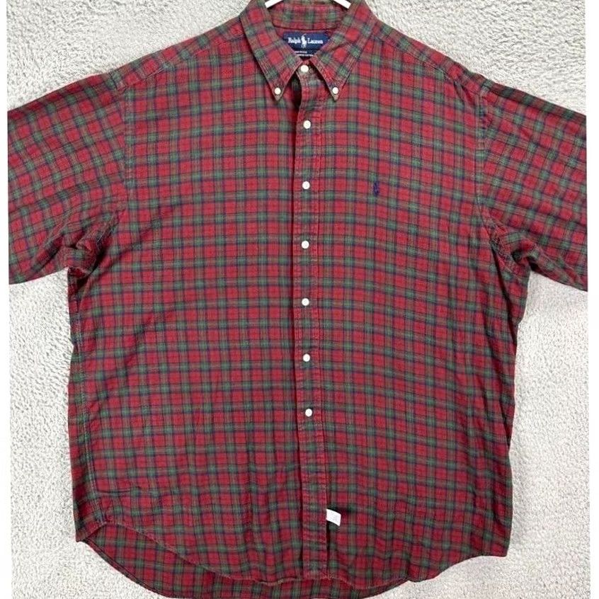 Ralph Lauren VINTAGE Ralph Lauren Shirt Men XL Red Flannel Plaid Button-Down Pony Made In USA Size US XL / EU 56 / 4 - 3 Thumbnail