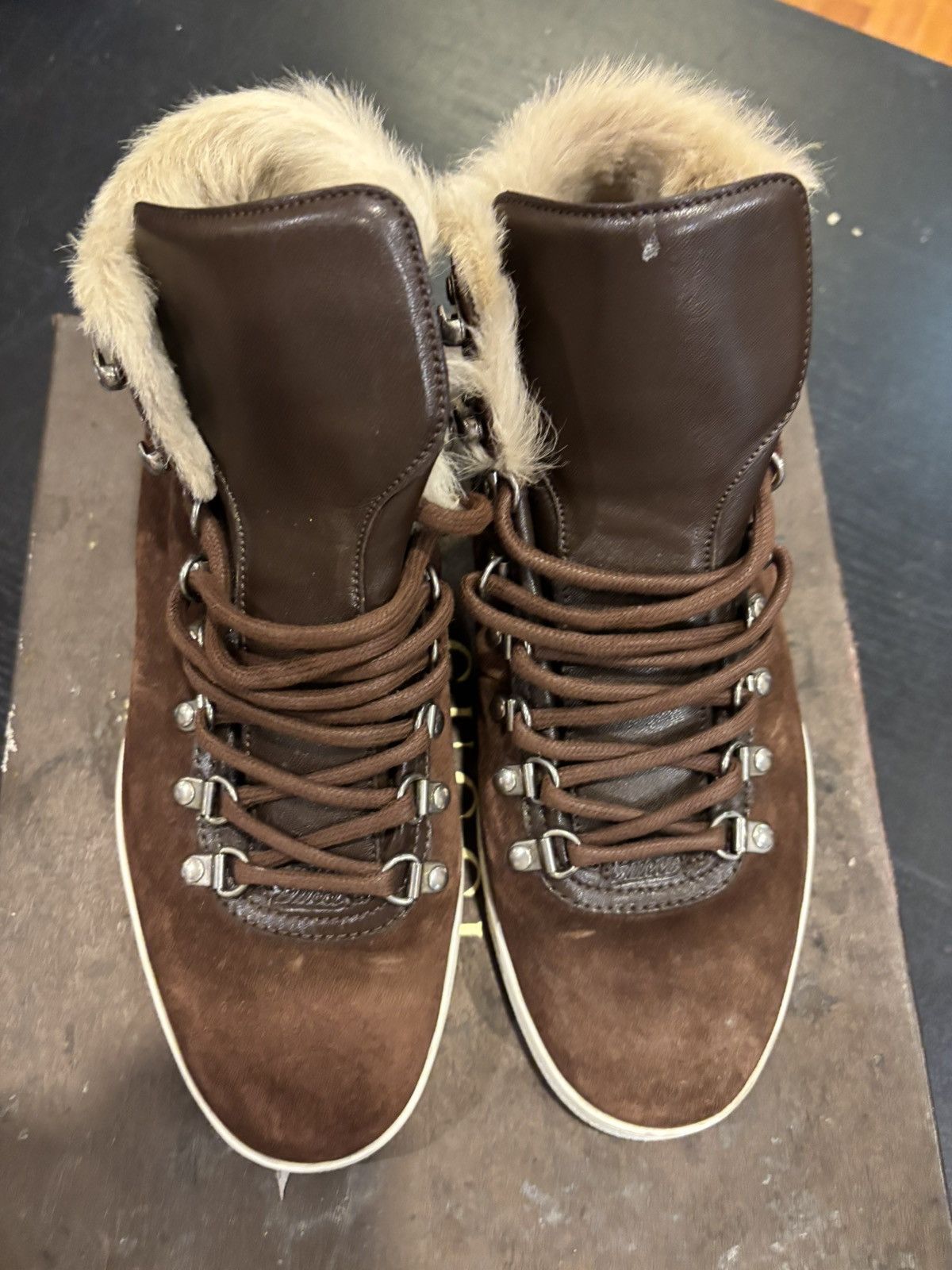 Gucci Gucci Brown Suede High Top Fur Sneakers Size US 7.5 / EU 40-41 - 4 Thumbnail