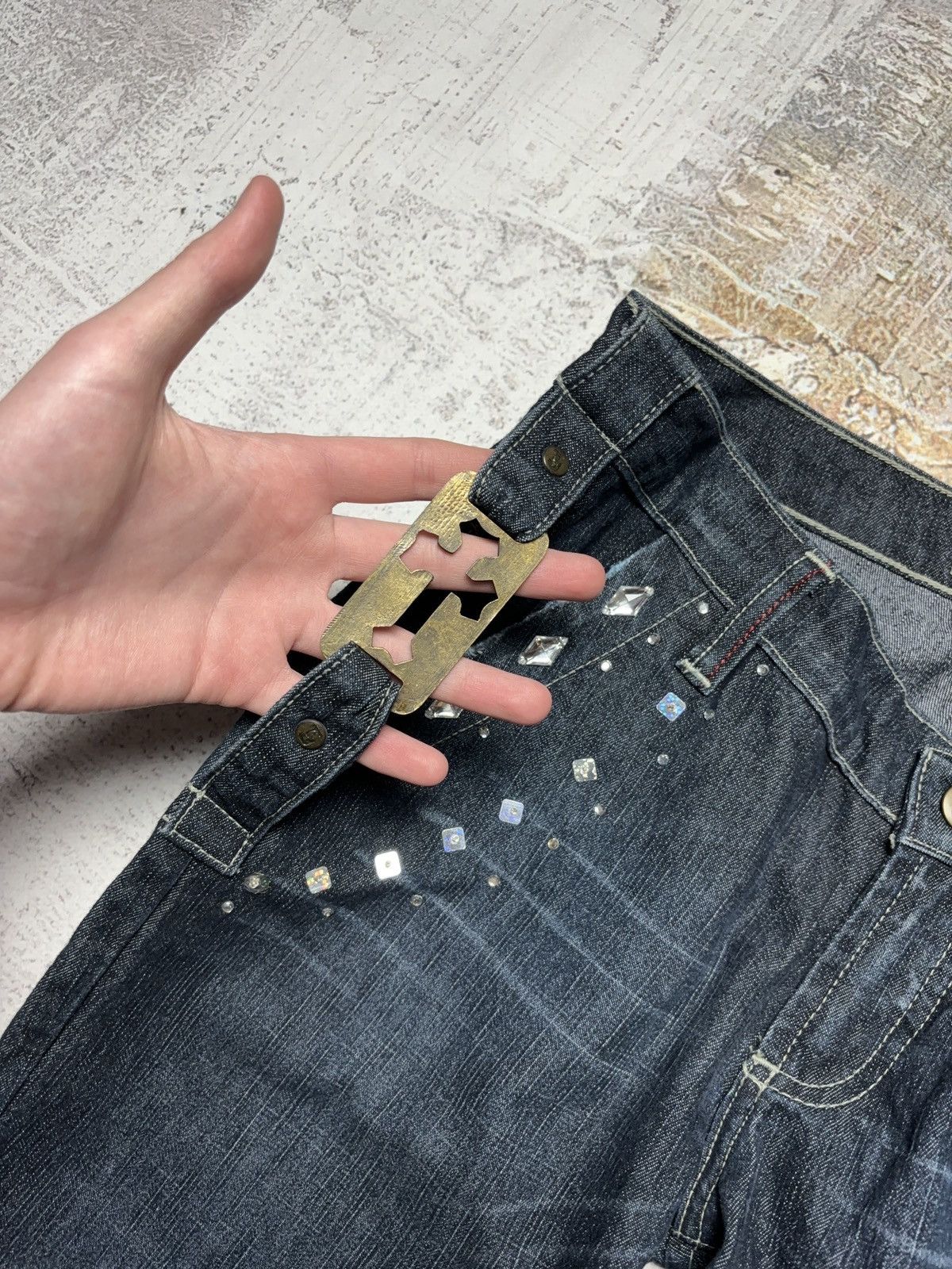 Vintage Vintage crosses denim pants avant garde pants Size 29" - 6 Thumbnail