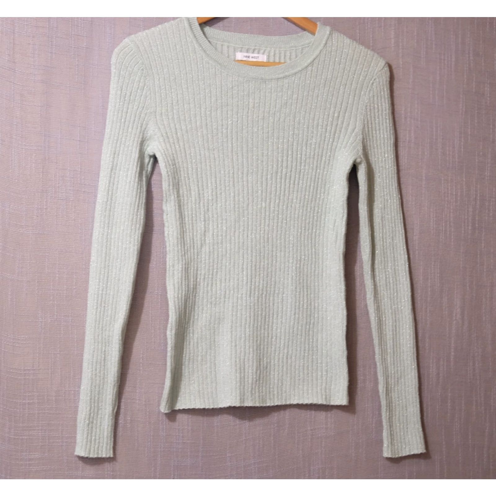 Nine West Nine West Sweater Crew Neck Ribbed Knit Metallic Mint Color Womens S #A2-36 Size S / US 4 / IT 40 - 2 Thumbnail