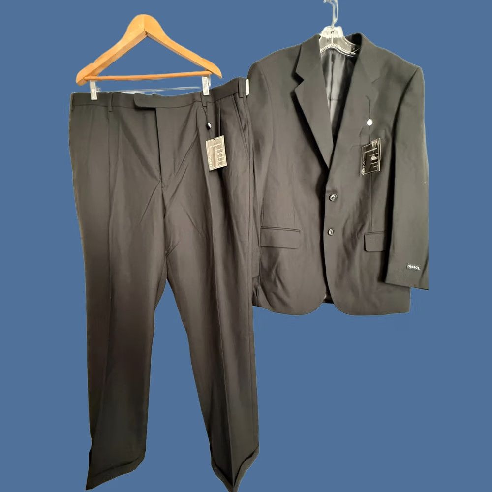 George George Suit Men's Jacket 40R Pants 44x32 Black Set Wrinkle Free NWT Size 40R - 1 Thumbnail