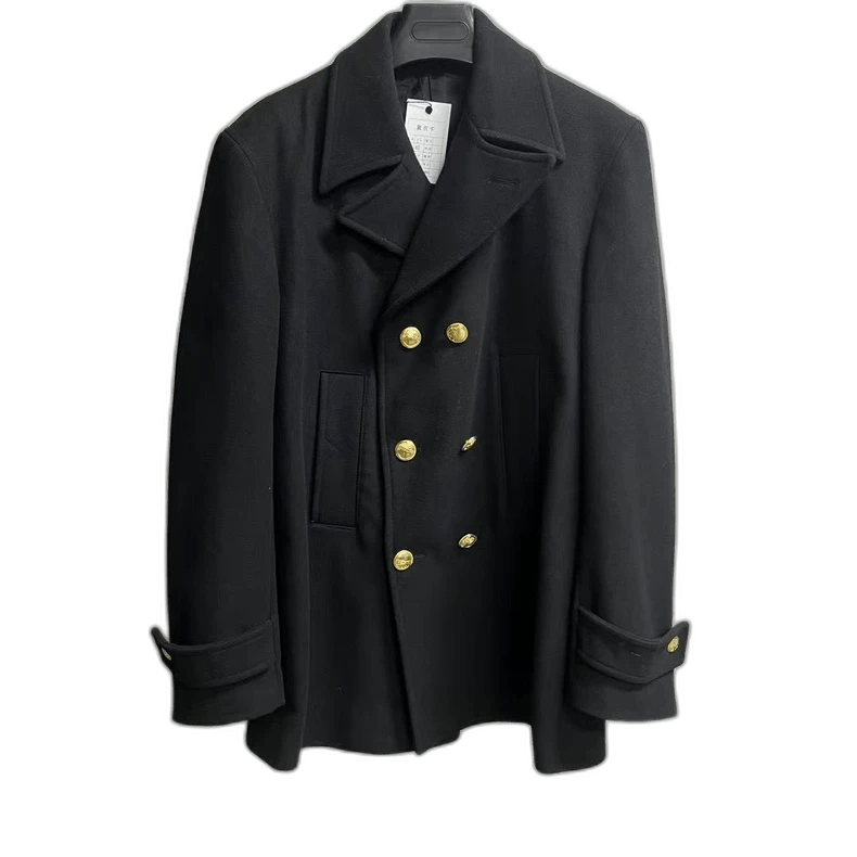 Versace Versace Black Wool Double-breasted Coat Size US L / EU 52-54 / 3 - 1 Thumbnail