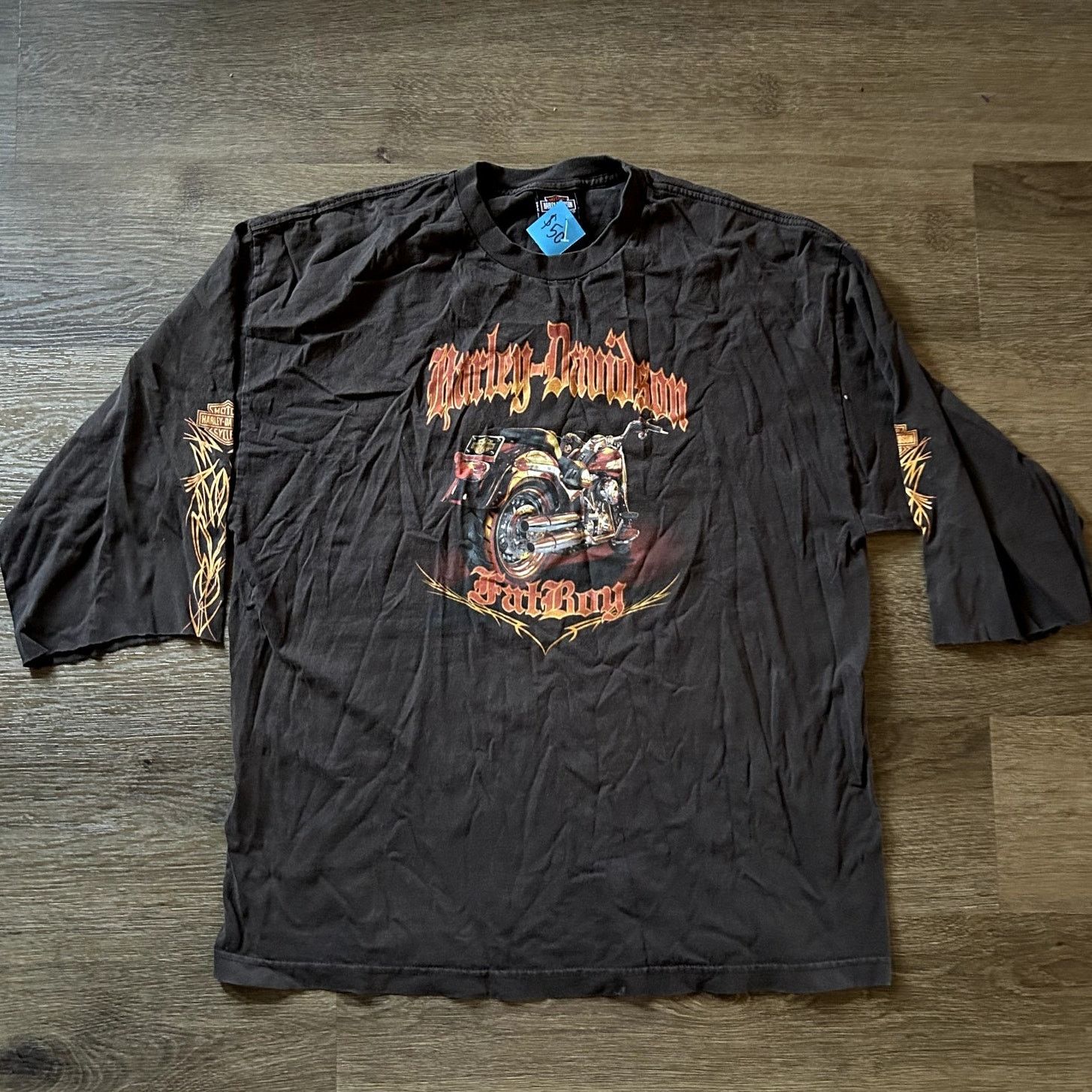 Harley Davidson Vtg Brown Harley Davidson Fat Boy shirt Size US XXL / EU 58 / 5 - 1 Thumbnail