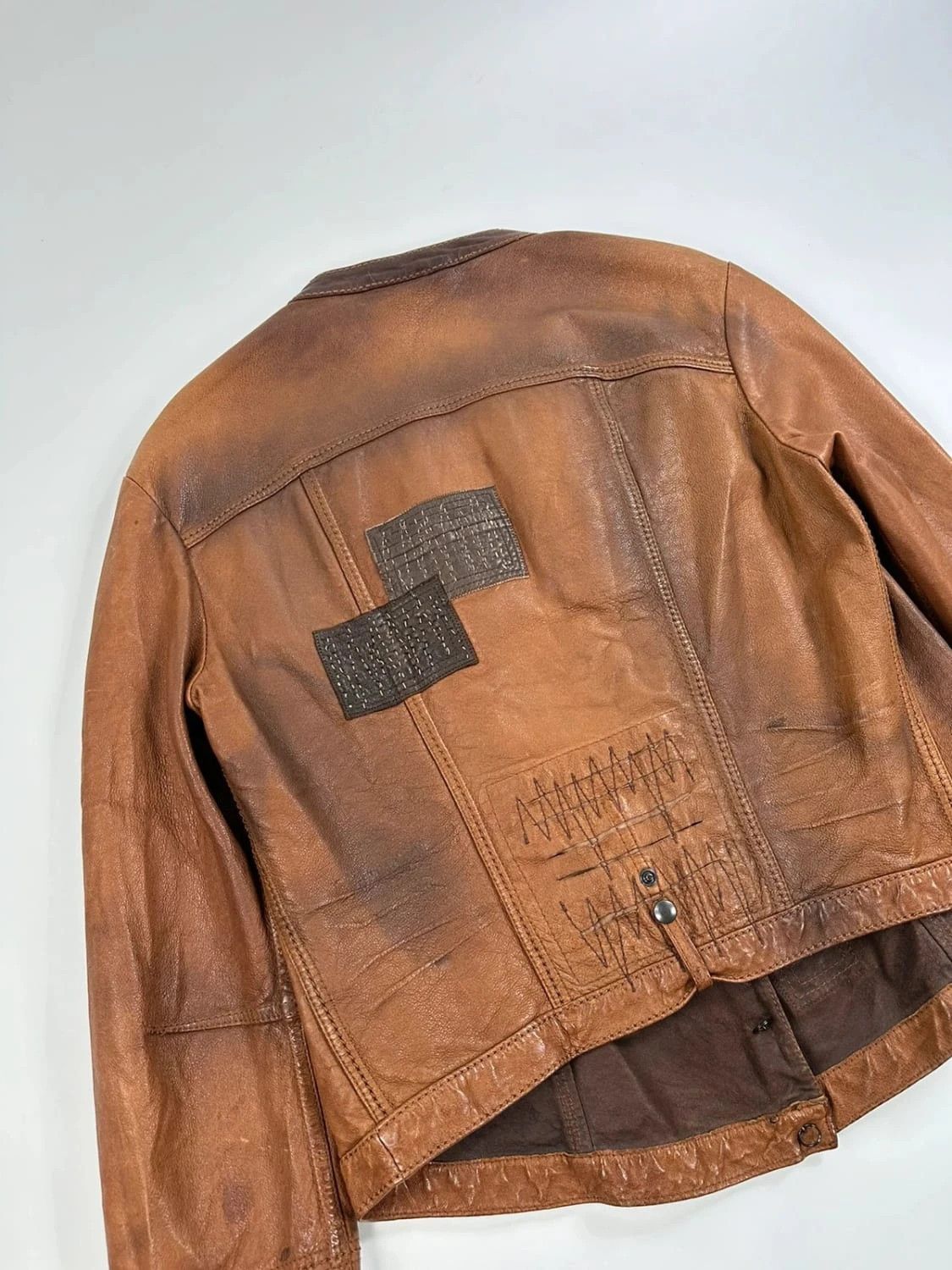 Marithe + Francois Girbaud Marithé + Francois Girbaud Patch Leather jacket Brown Size M / US 6-8 / IT 42-44 - 10 Thumbnail