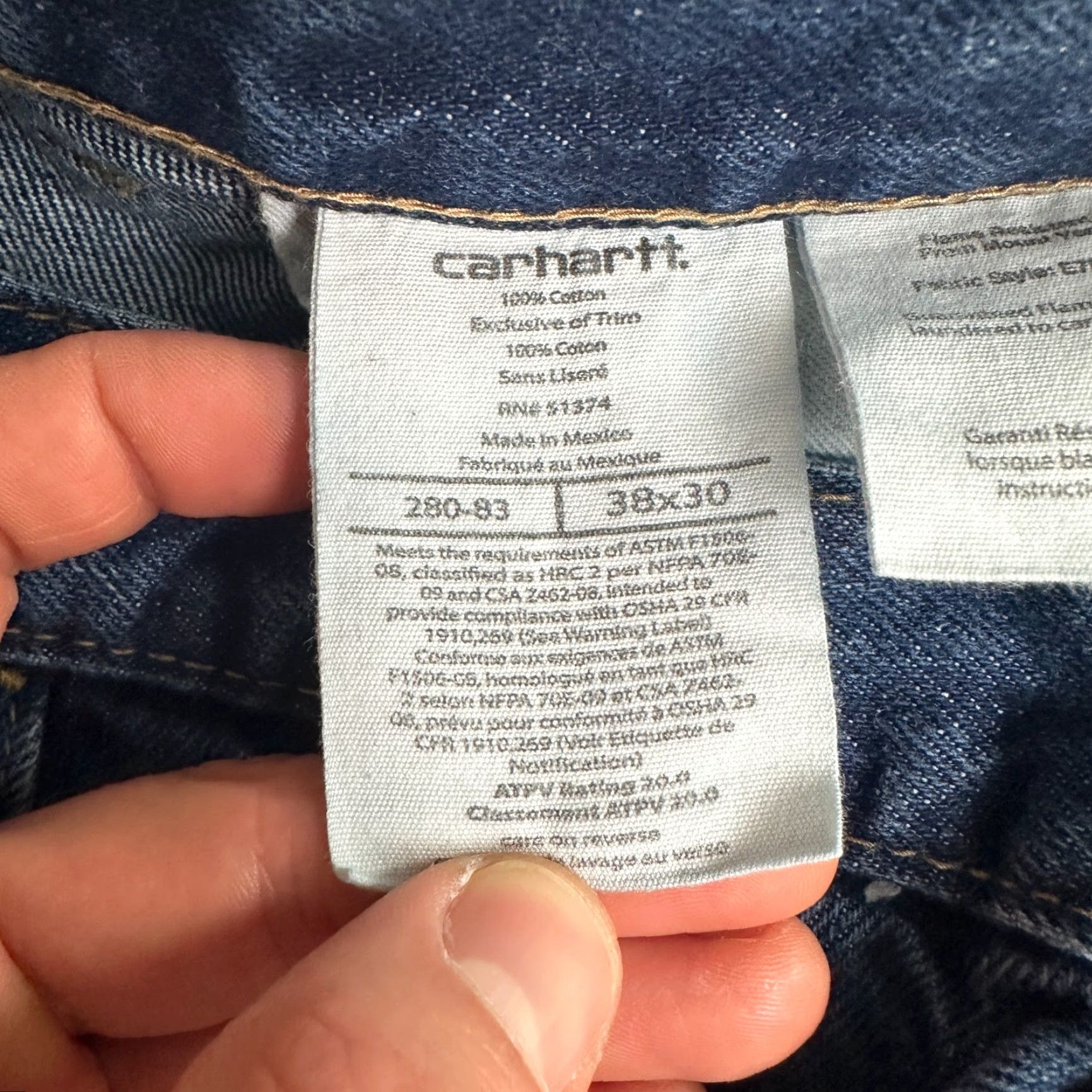 Carhartt Carhartt Jeans Men 38x30 Blue Dark Wash Straight Leg Fire Resistant Casual Men Size US 38 / EU 54 - 6 Thumbnail