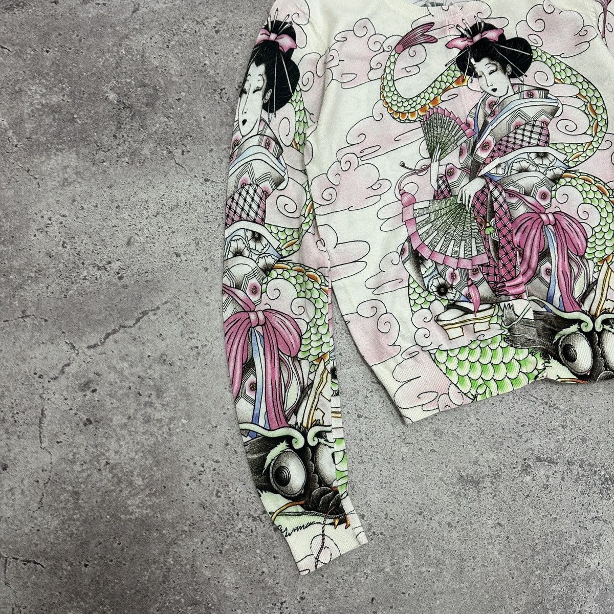 Japanese Brand Vintage 00s Love Moschino Japanese Geisha AOP cardigan y2k Size S / US 4 / IT 40 - 7 Thumbnail