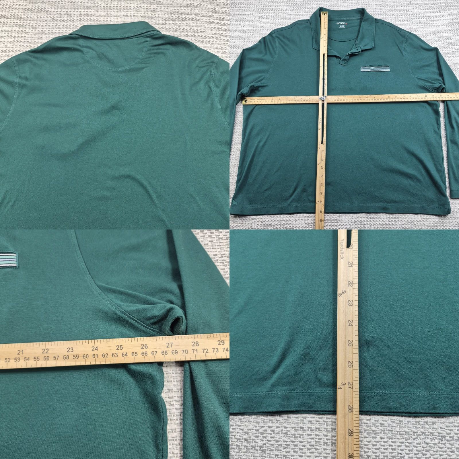 UNTUCKit UNTUCKit Polo Shirt Mens 3XL Green LS Damaschino Pocket Long Sleeve Cotton Knit Shirt Size US XXL / EU 58 / 5 - 8 Thumbnail
