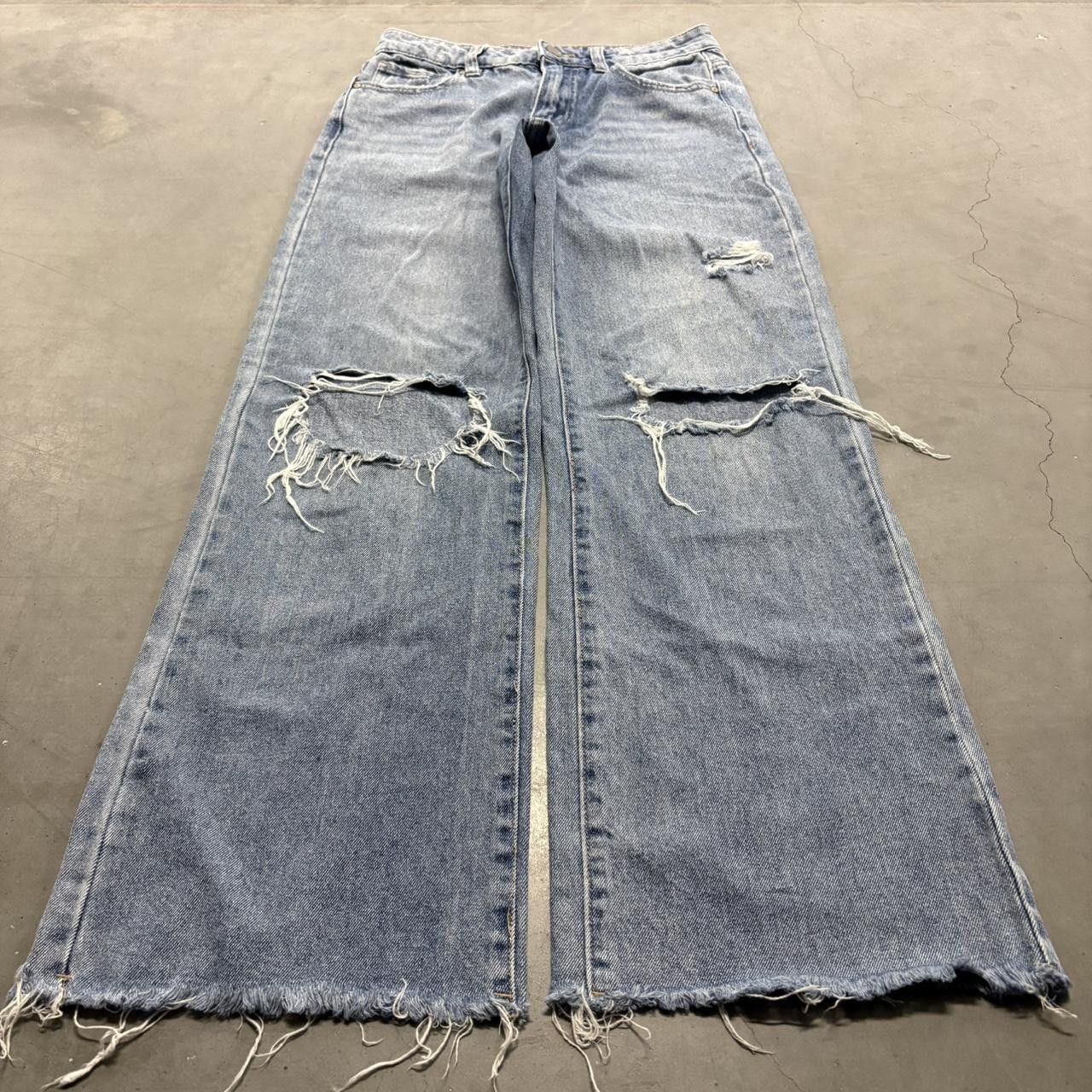 Rsq Crazy Vintage Y2K/2000s WideLeg Baggy RSQ Ripped Skater Style Medium Wash Denim Jeans! Size 24" / US 00 / IT 34 - 1 Thumbnail