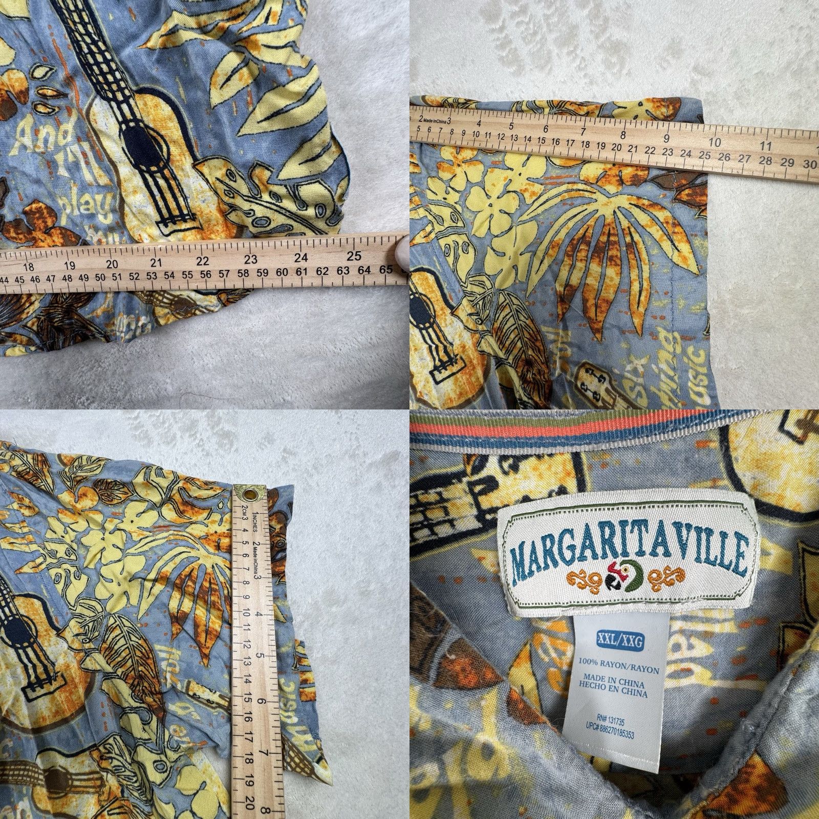 Vintage Margaritaville Men Shirt Size XXL Button Up Beach Tropical Cruise Guitar Rayon Size US XXL / EU 58 / 5 - 8 Thumbnail