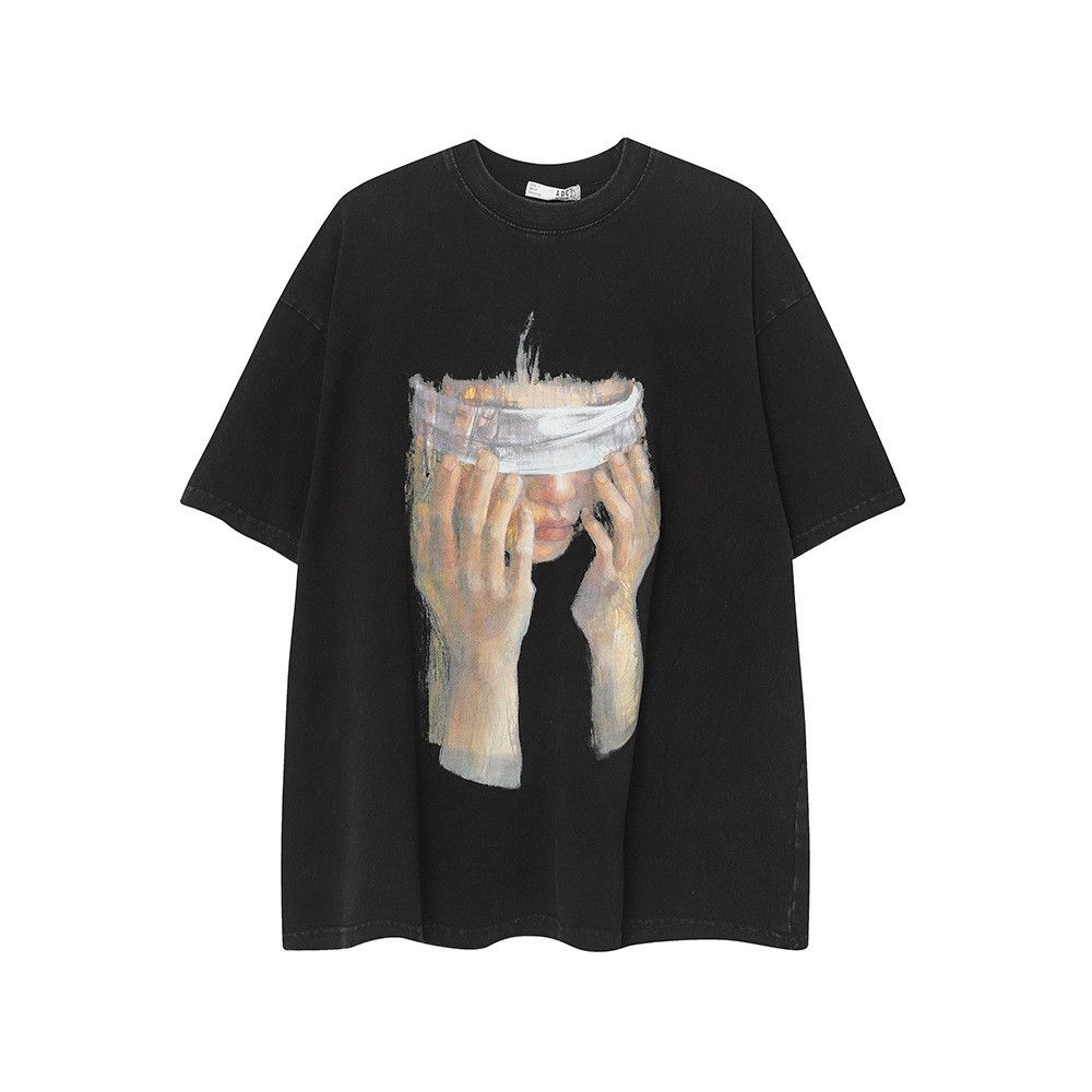 Japanese Brand Street oversized hip-hop t-shirt with face print for men Size US M / EU 48-50 / 2 - 1 Thumbnail