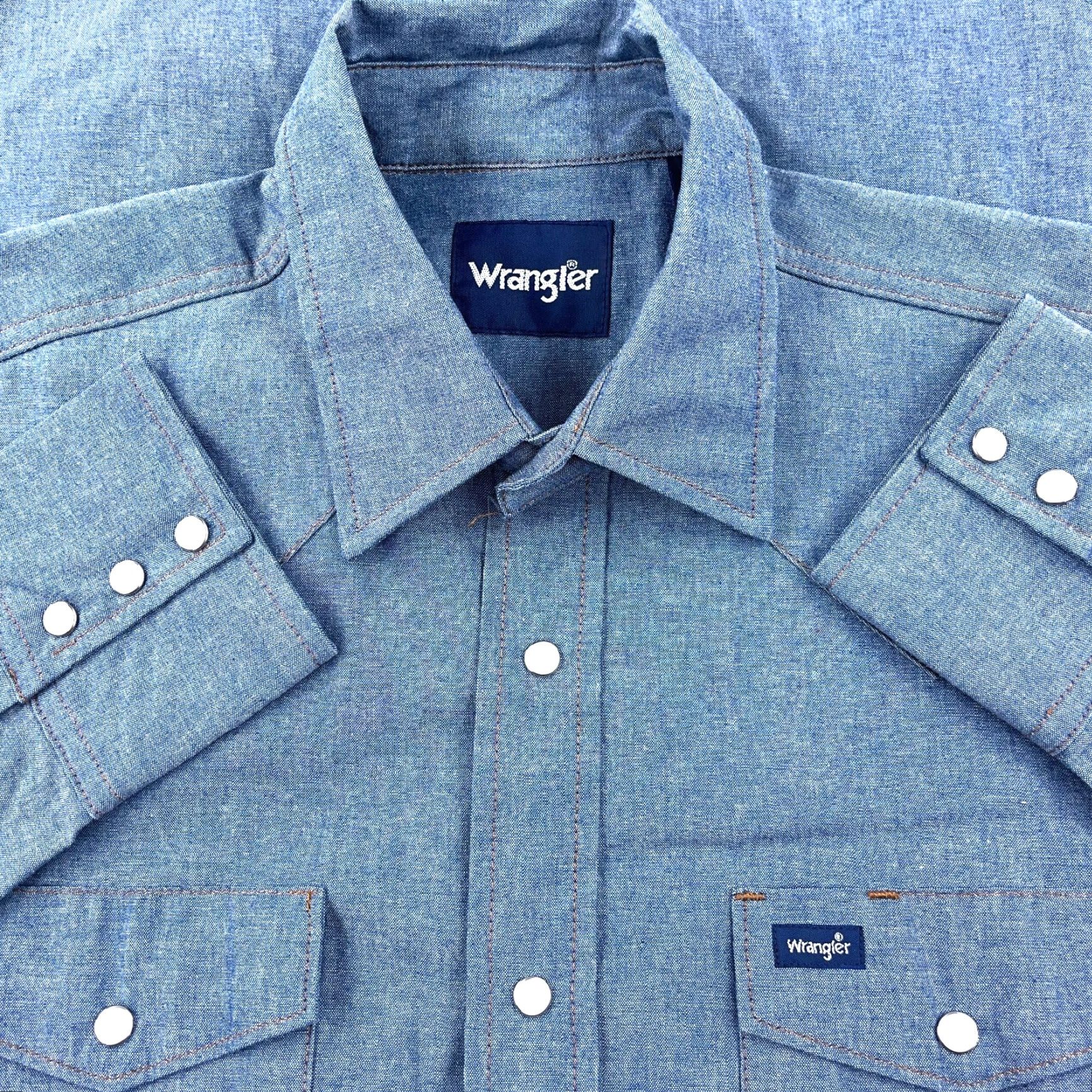 Wrangler Wrangler Men's Denim Shirt Large Blue Western Cowboy Pearl Snap Casual Workwear 90s Outdoor Size US L / EU 52-54 / 3 - 4 Thumbnail